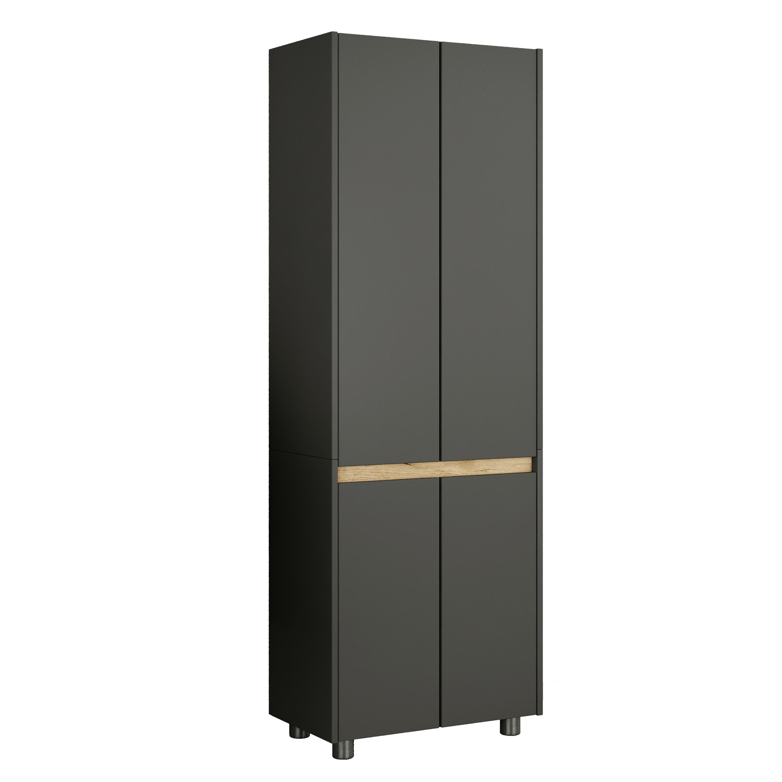 Hochschrank Cosila - Honigeiche/Anthrazit, Trend, Holzwerkstoff/Kunststoff (57/165/33cm) - MID.YOU