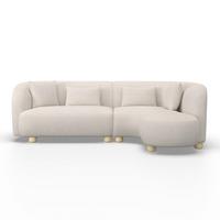 Sarokkanapé Alba - krémszínű, Modern, textil/fa (256/78/85/166cm) - Bessagi Home