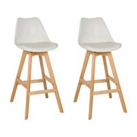 Set Barskih Stolov Scandi High, 2 Kos - bela/barve bukve, Moderno, umetna masa/les (51/99/51cm) - MID.YOU