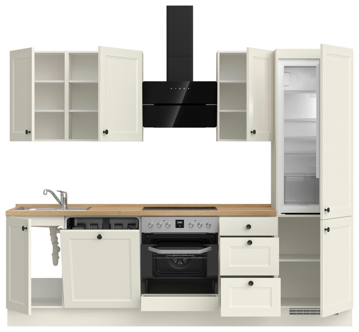 Küchenblock Cascada High m. Geräten Weiß - Eichefarben/Schwarz, MODERN, Holzwerkstoff/Metall (270cm) - Nobilia