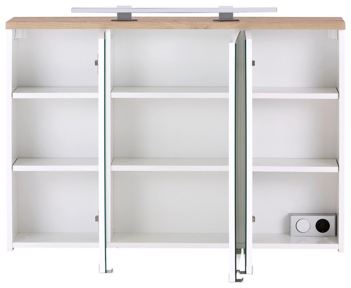 Omara Z Ogledalom Marbella, Bela, Hrast - barve kroma/bela, Moderno, kovina/steklo (100/70/20cm) - Mömax
