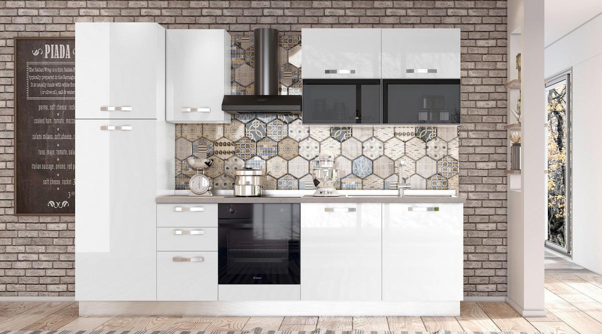 Blok Kuhinja S Aparatima Vania - bijela/bijela visoki sjaj, Konvencionalno, drvni materijal/metal (285/216/60cm) - Mömax