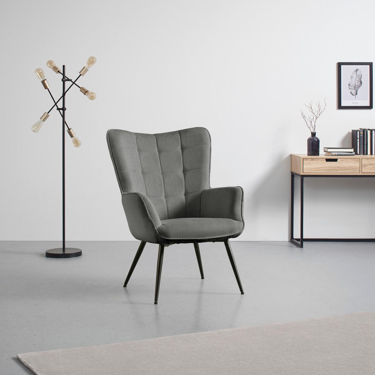 Fotel Gunvor - szürke, Modern, textil/fa (73/97/79cm) - Mömax