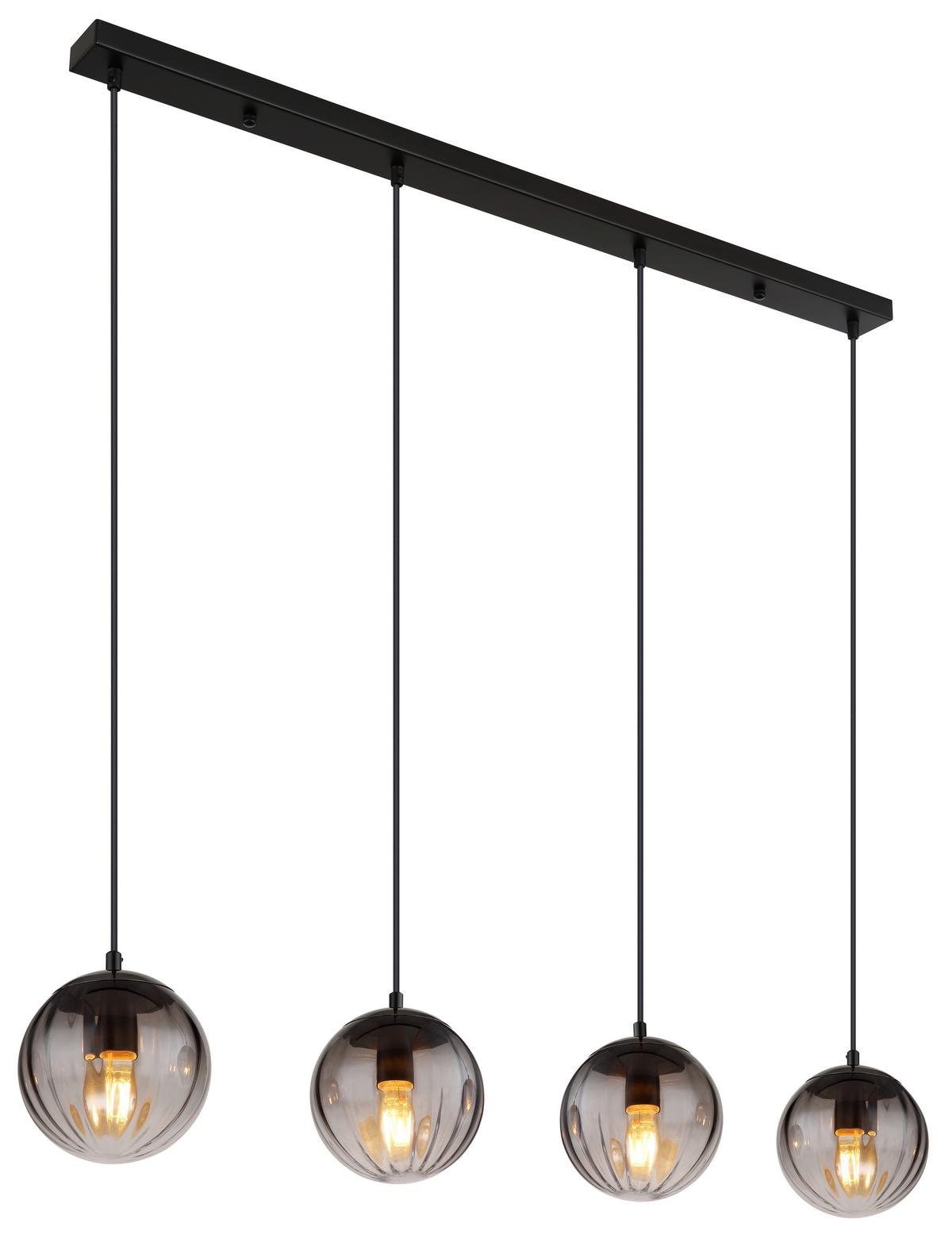 Hängeleuchte Dallerta Rauchfarben max. 60 Watt - Klar/Schwarz, Design, Glas/Kunststoff (104,5/17/120cm) - Globo
