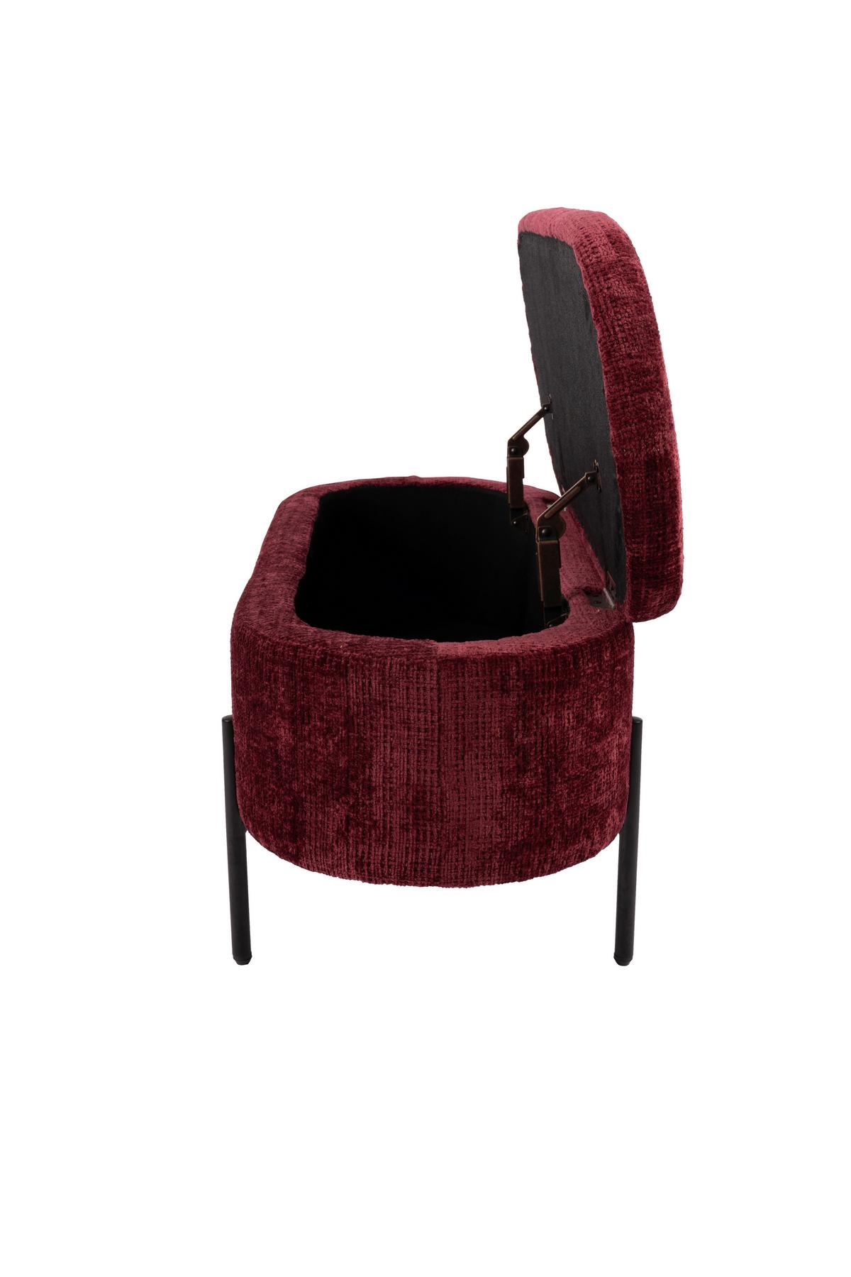 Hockerbank B412828-5 Carla - Schwarz/Dunkelrot, Design, Textil/Metall (95/36/43cm) - Globo