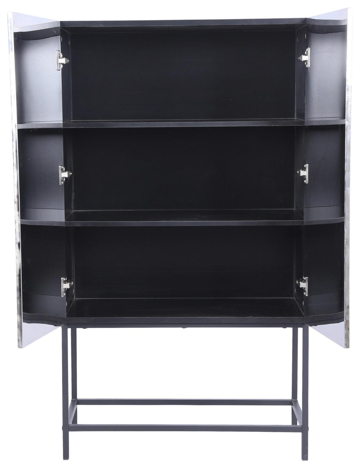 Highboard Marlene Schwarz/Edelstahlfarben - Edelstahlfarben/Schwarz, Design, Holzwerkstoff/Metall (80/140/40cm) - Mömax