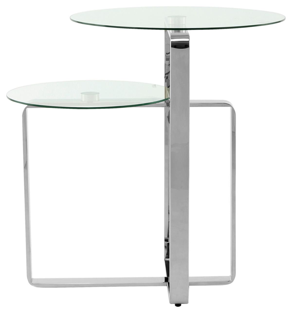 BEISTELLTISCH KATRIS 100 SILBER - clair/couleur argentée, Design, verre/métal (46/46/60cm) - Kayoom