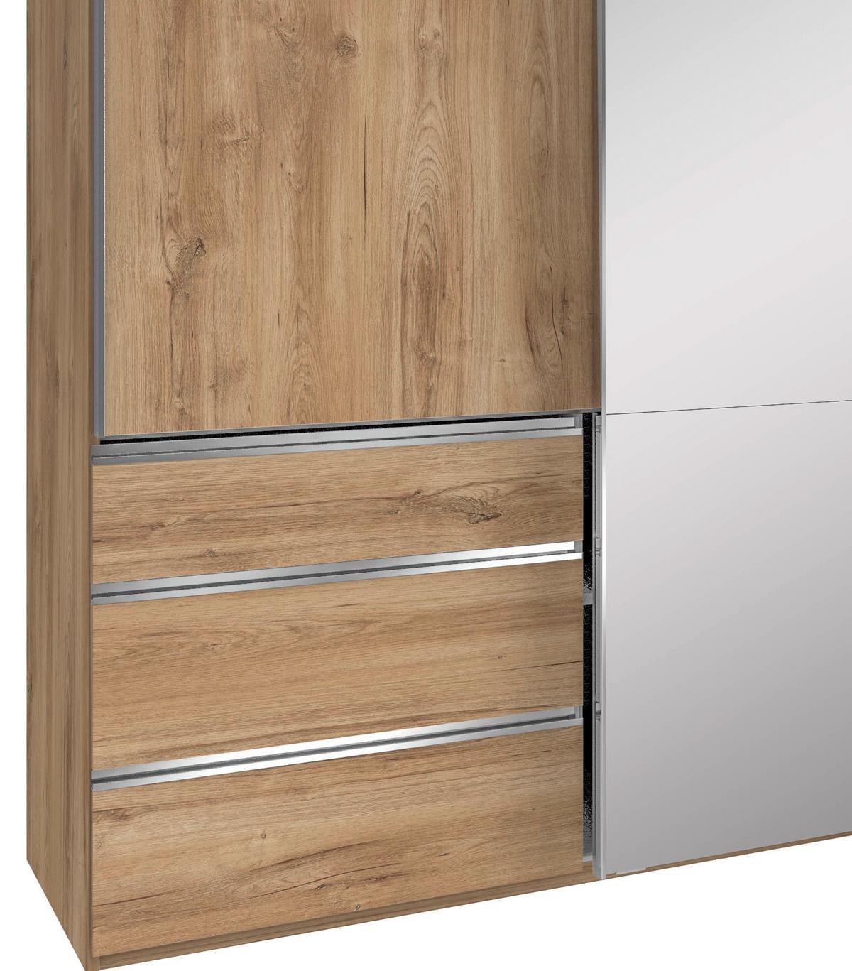 Ormar S Kliznim Vratima Level 36a - boje hrasta/boje kroma, Moderno, staklo/drvni materijal (300/216/65cm) - Modern Living
