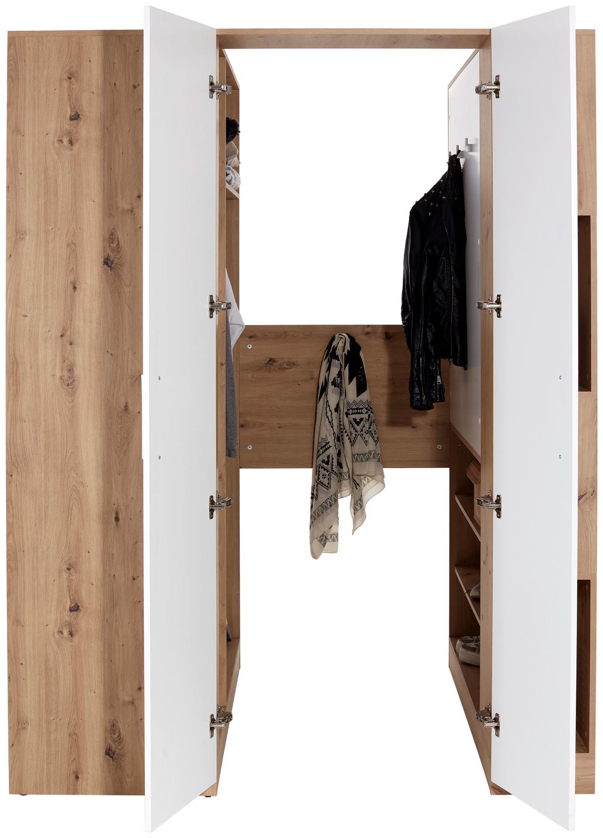 Ormar Kutni Box - bijela/hrast Artisan, Moderno, drvni materijal (150/205/120cm) - Modern Living