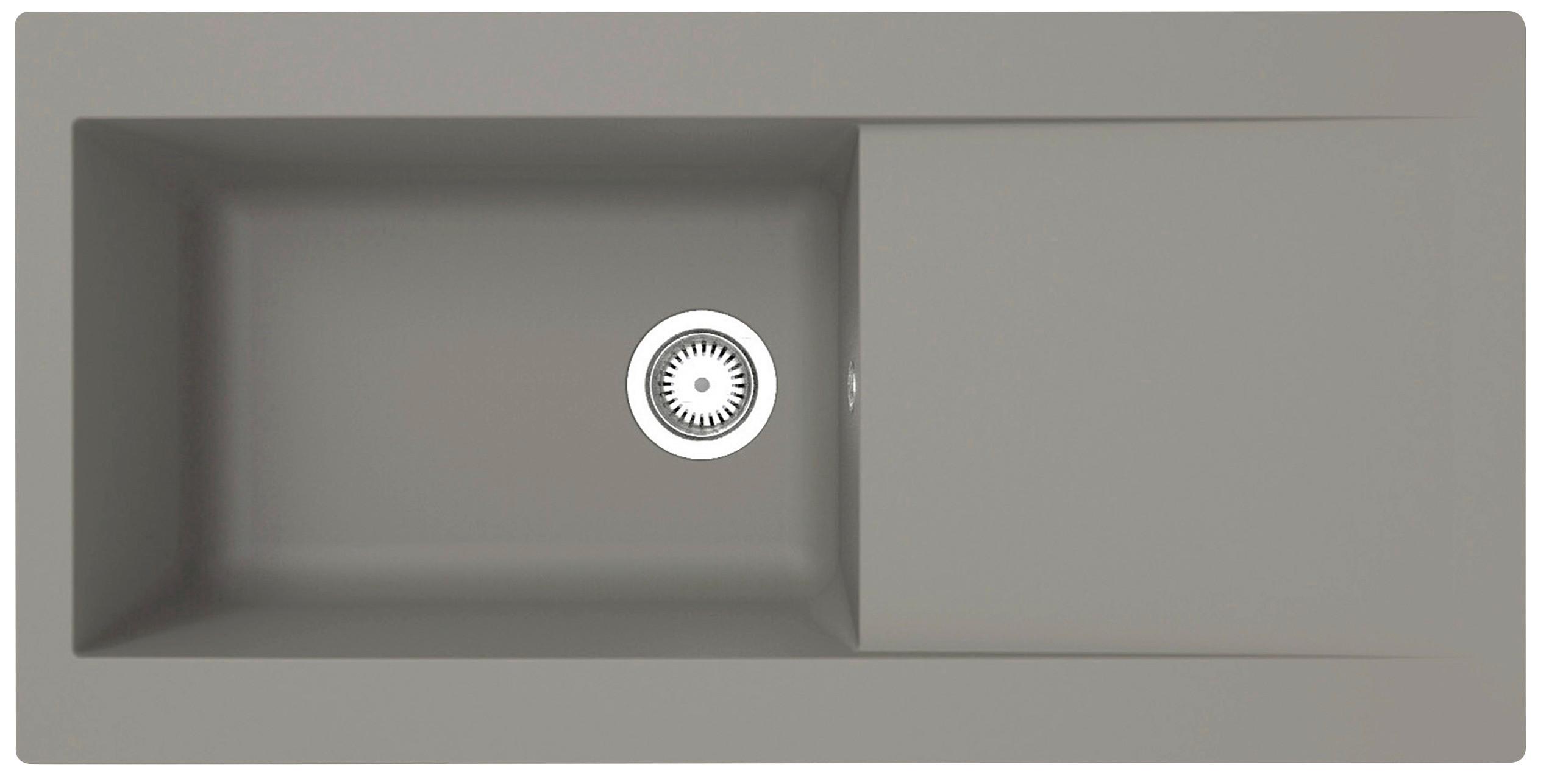 Spüle Respekta Denver 100X501BG Grau - Grau, Trend, Glas/Kunststoff (100/19,8/50cm) - Respekta