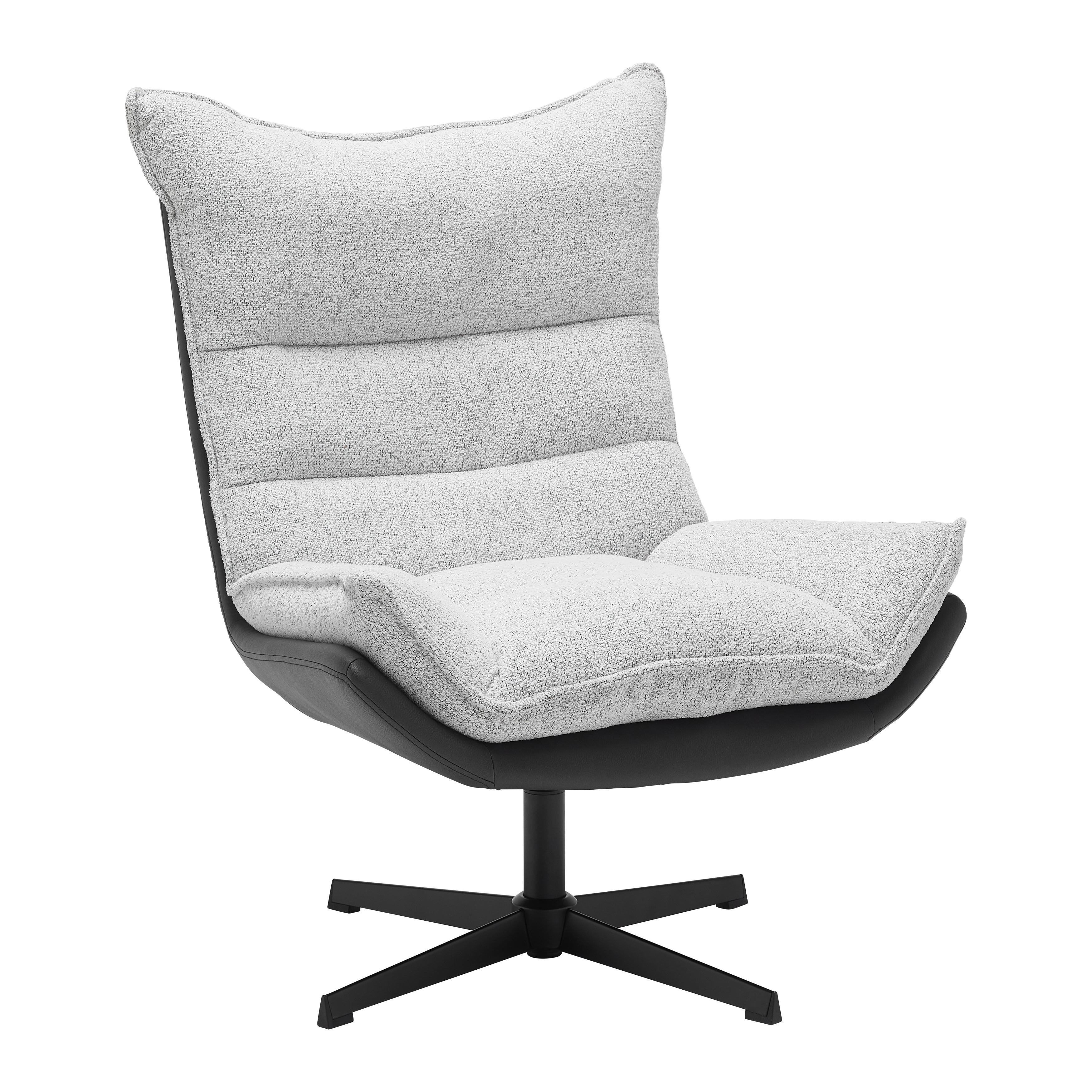 Fotel Audrey - krémszínű/fekete, Modern, textil/fa (82/104/89cm) - Mömax