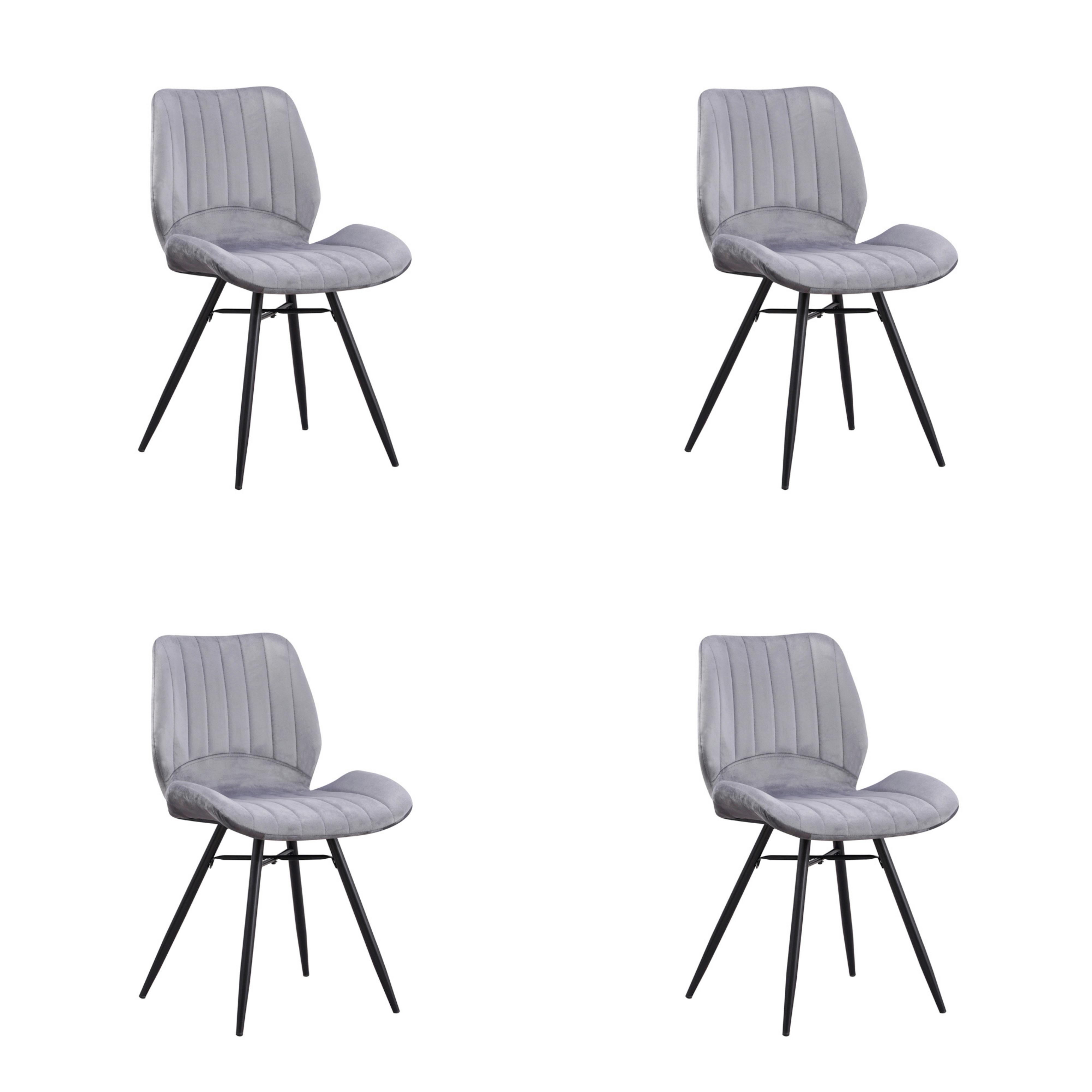 STUHL-SET BARRON - Anthrazit/Schwarz, Design, Textil/Metall (47/82/55cm) - MID.YOU