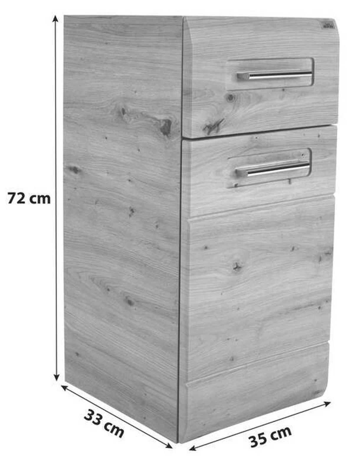 Spodnja Omarica Avensis 302 - barve kroma/barve hrasta, Moderno, kovina/leseni material (35/72/33cm) - Mömax