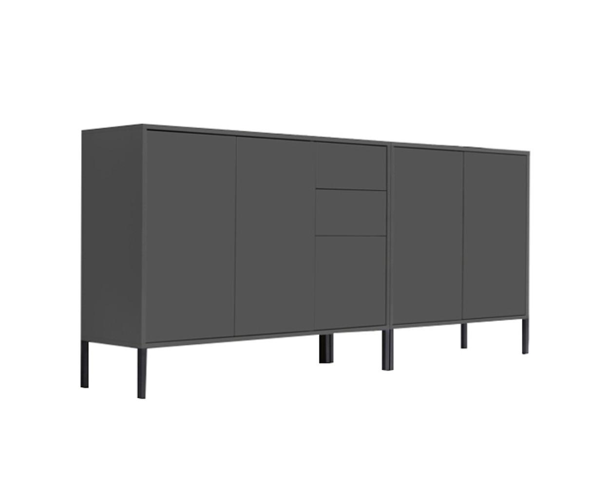 Sideboard Mailand Set 10 Anthrazit - Anthrazit, MODERN, Holzwerkstoff/Metall (184,5/86/33cm) - MID.YOU