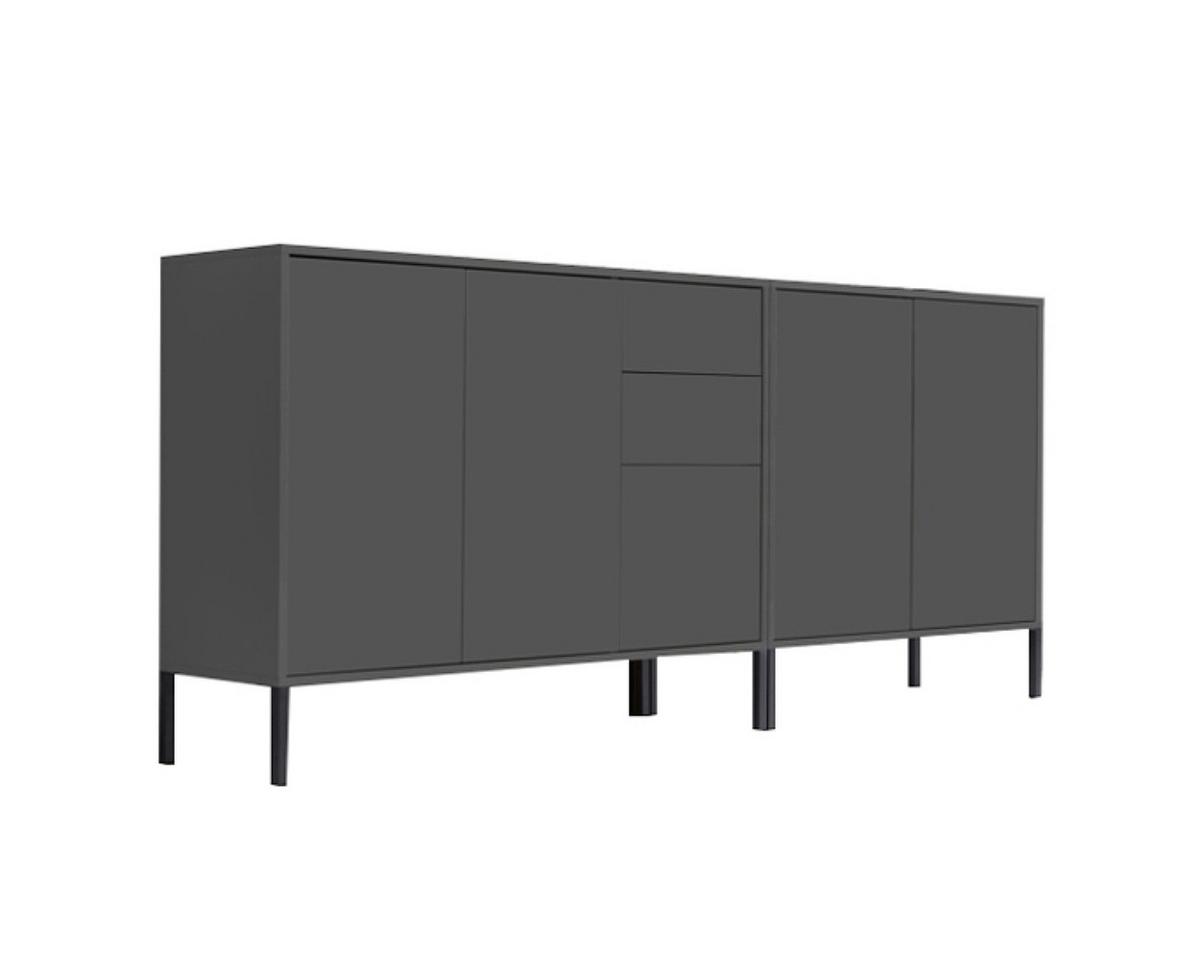 Sideboard Mailand Set 10 Anthrazit - Anthrazit, MODERN, Holzwerkstoff/Metall (184,5/86/33cm) - MID.YOU