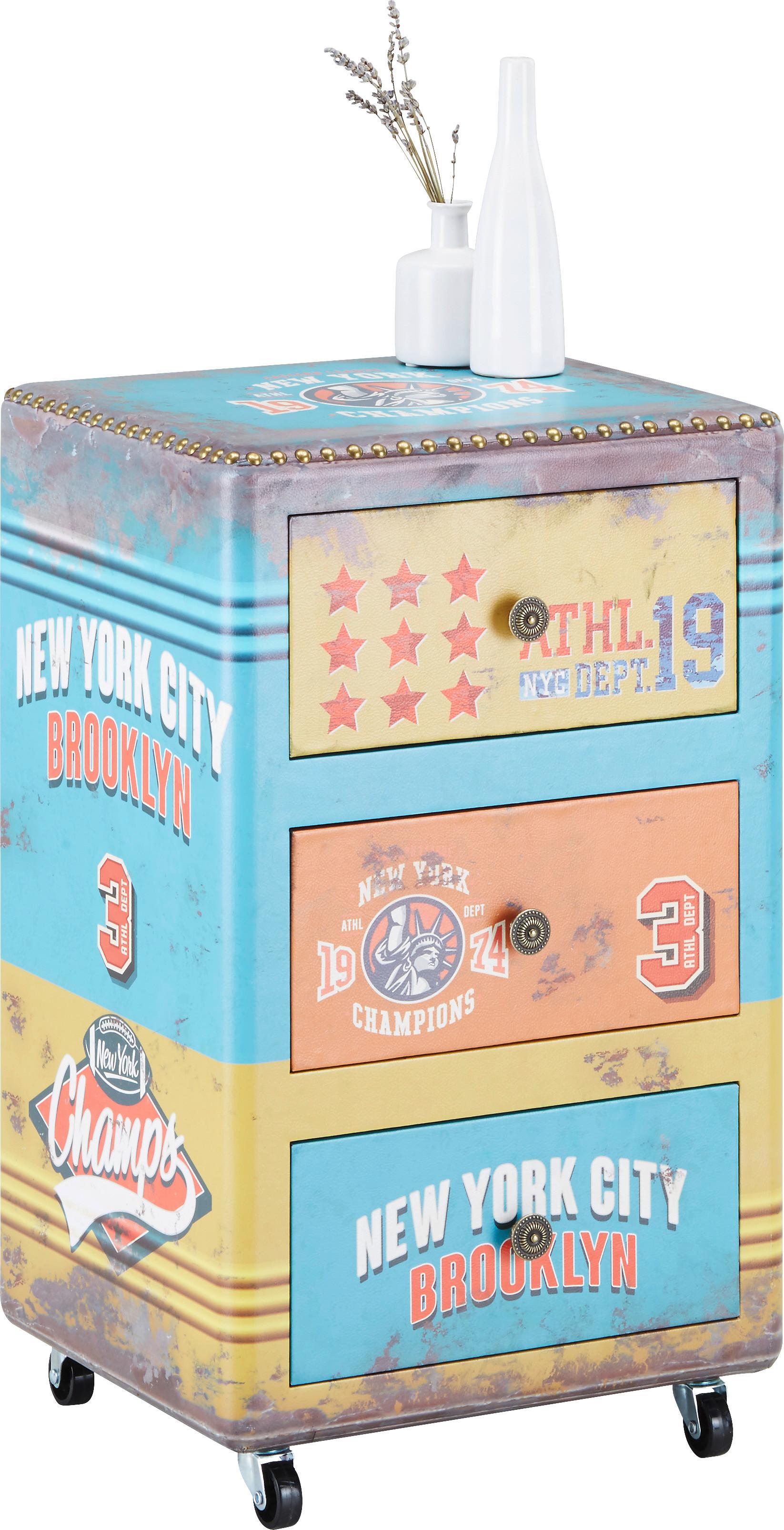 Rollcontainer Bunt - Multicolor/Schwarz, Lifestyle, Leder/Holzwerkstoff (40/67/34cm) - Mömax