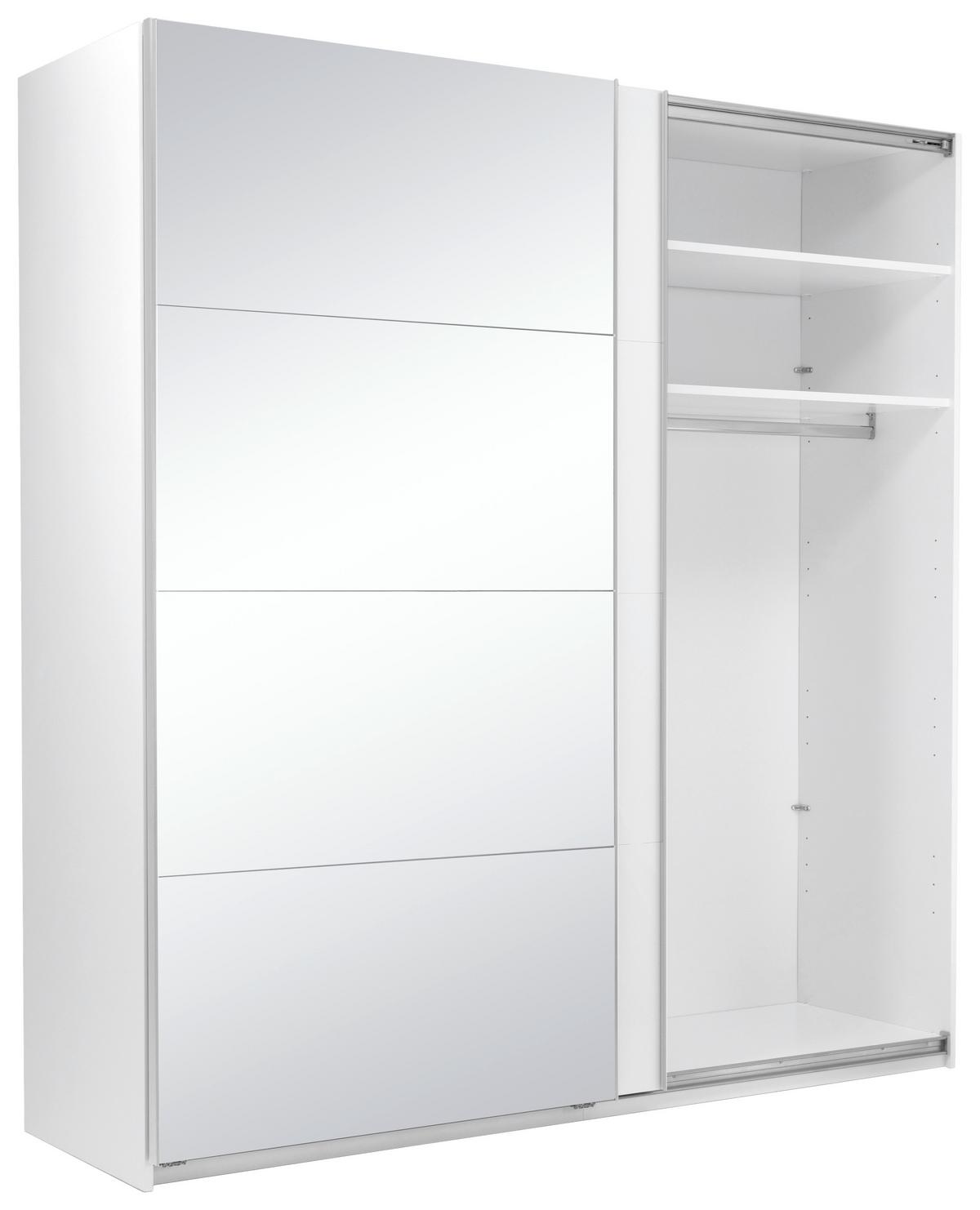 Omara Z Drsnimi Vrati Viva, Bela - bela/barve aluminija, Moderno, kovina/leseni material (200/210/62cm) - P & B