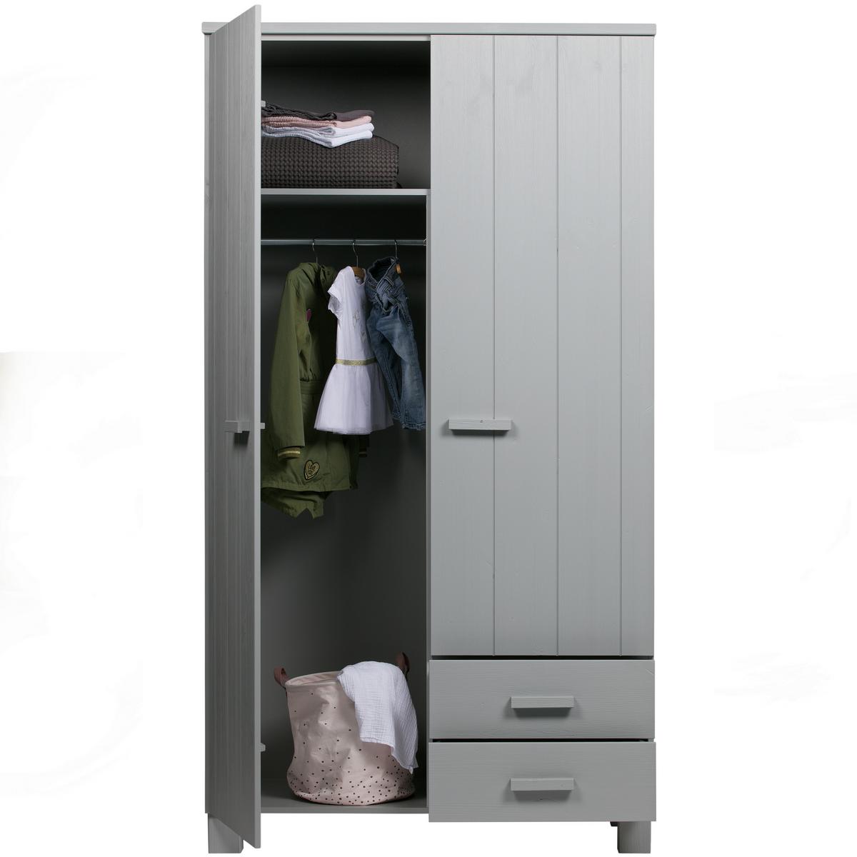Garderobenschrank Dennis Grau - Grau, Design, Holz (111/202/55cm) - Livetastic