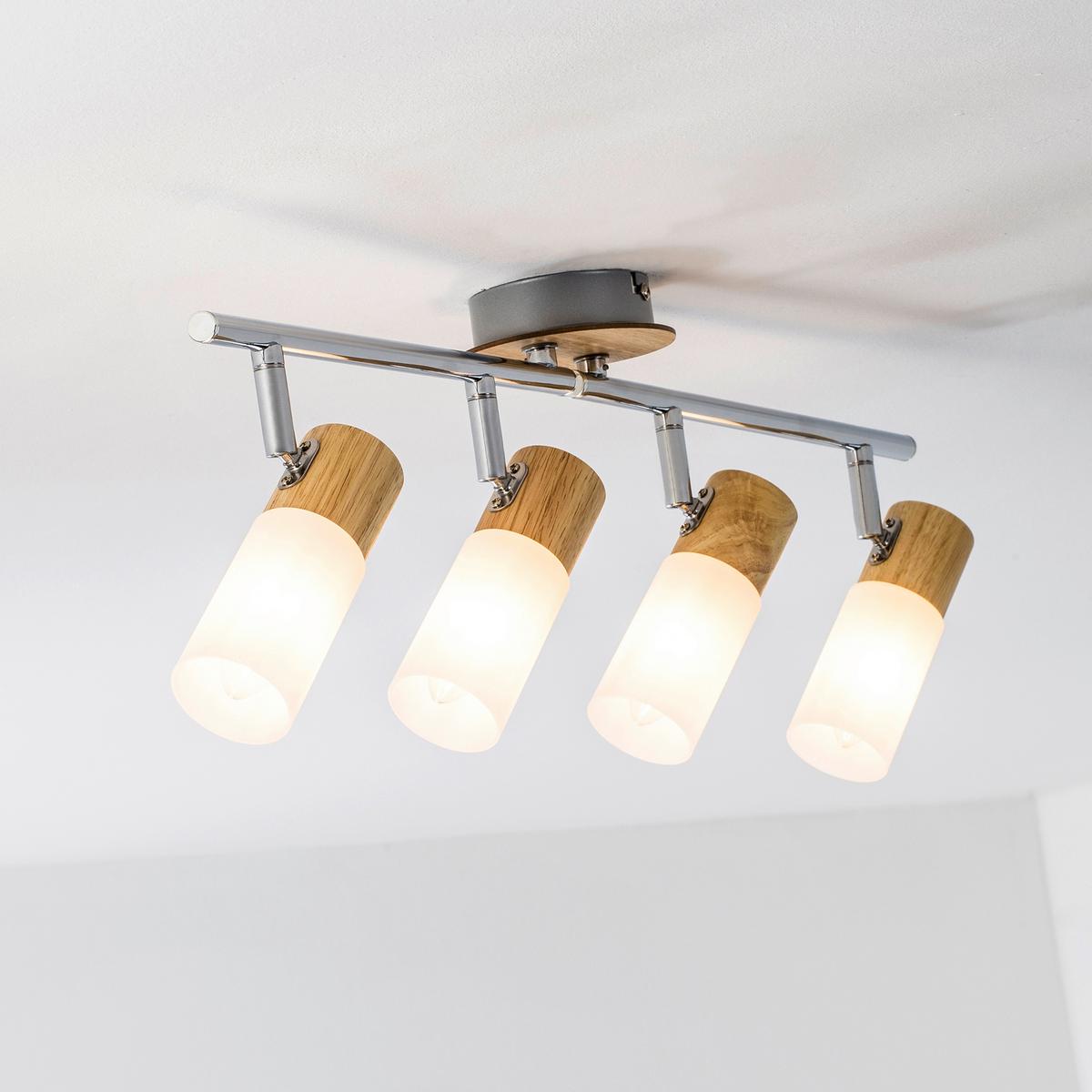 Deckenleuchte Babsan in Weiß max. 3,5 Watt - Weiß, KONVENTIONELL, Holz/Kunststoff (68/11,5/18cm) - Brilliant