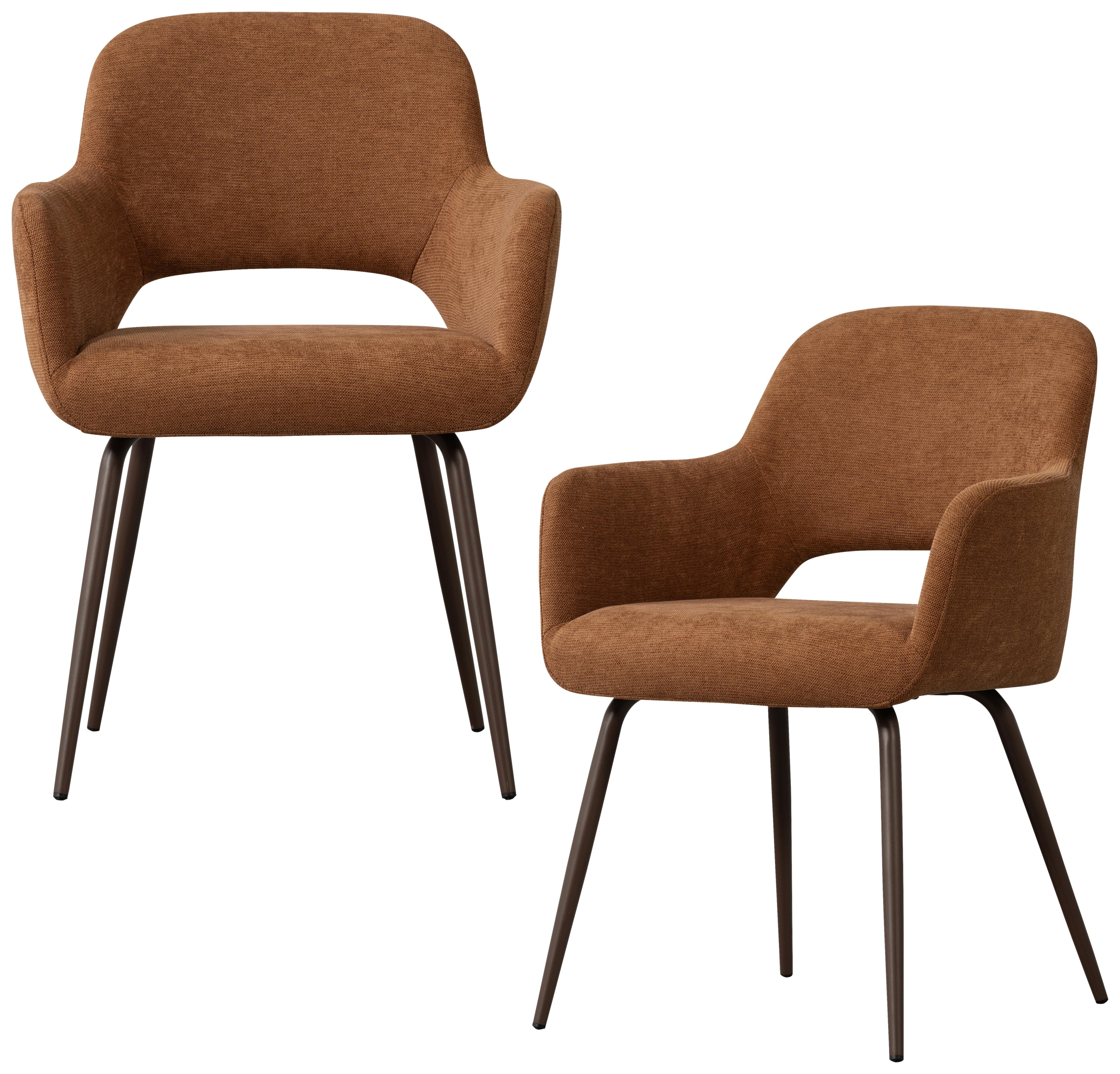 Armlehnstuhl-Set Braun B: 58cm - Dunkelbraun/Braun, MODERN, Textil/Metall (58/80/58cm) - Livetastic