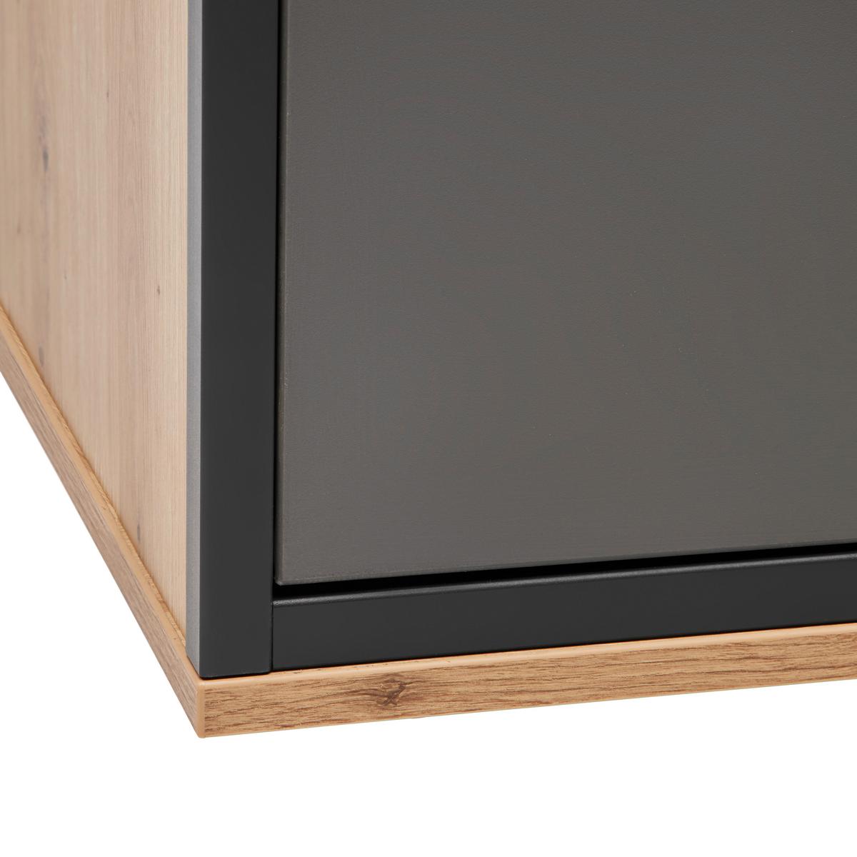 Garderobenschrank Florenz Grau/Eiche Artisan - Schwarz/Eiche Artisan, Modern, Holzwerkstoff/Kunststoff (79/196,2/37,3cm) - Premium Living