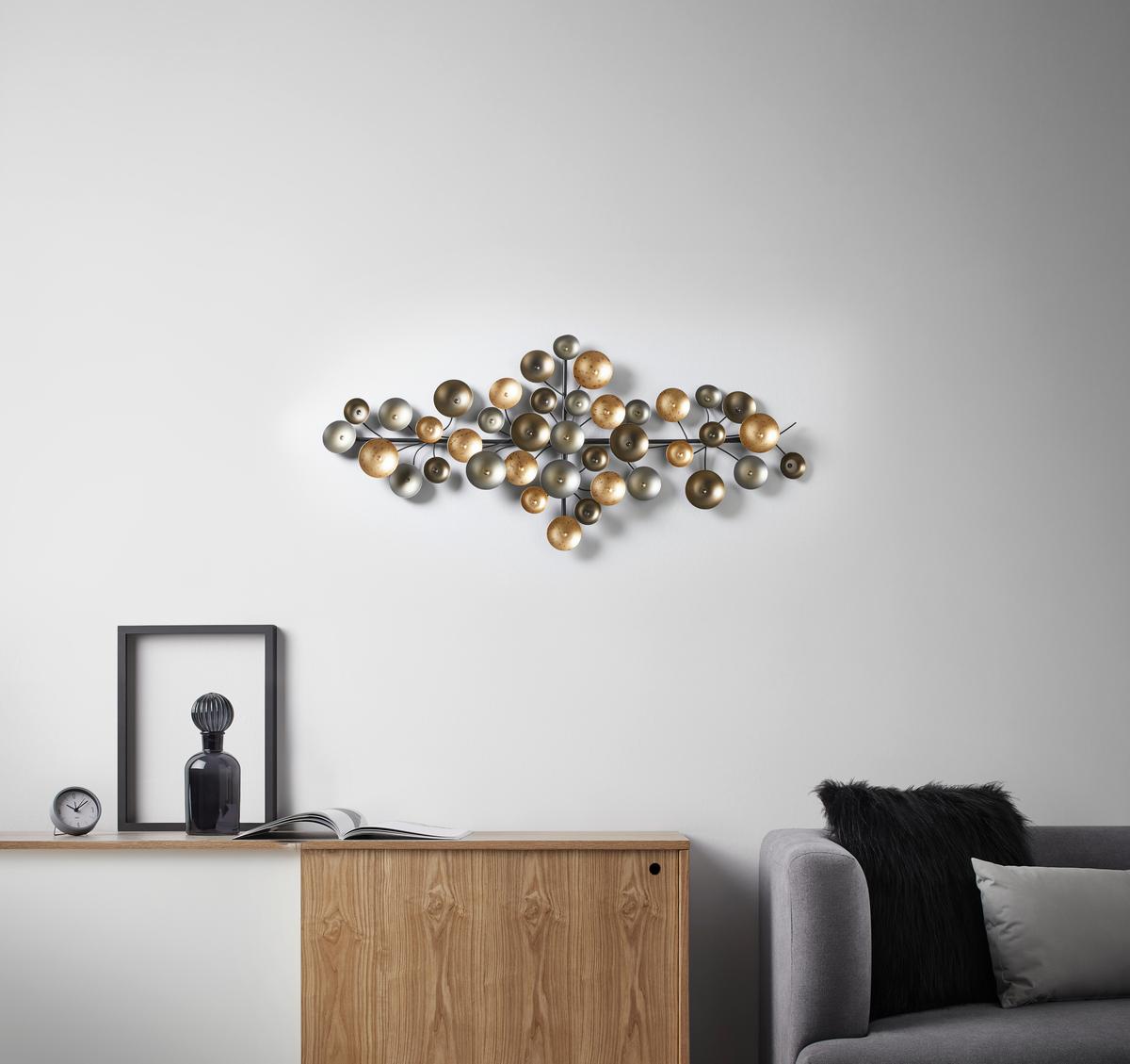 Metallbild Portia in Multicolor - Silberfarben/Goldfarben, MODERN, Metall (96/42/7cm)