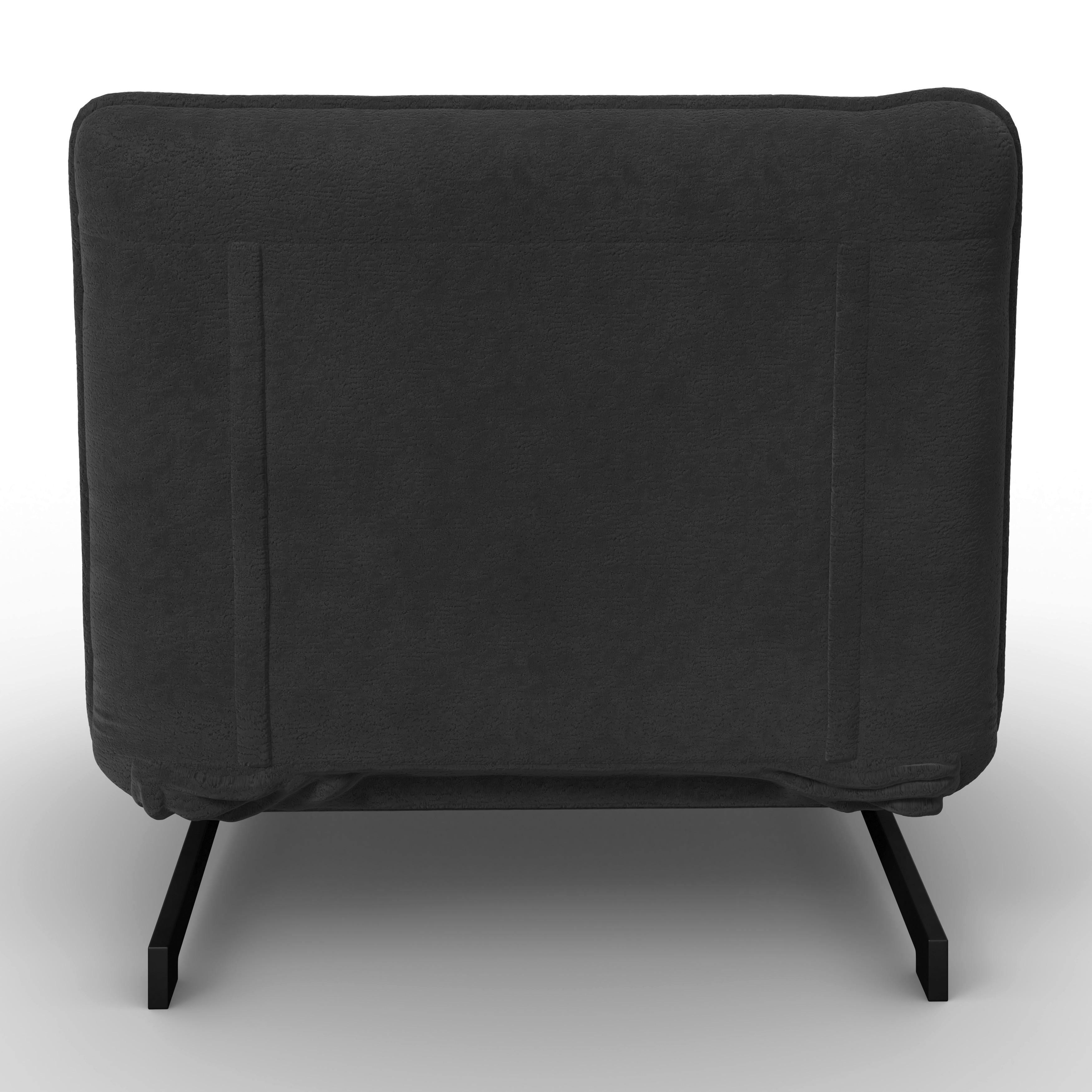 BÄDDFÅTÖLJ LUNA - mörkgrå/svart, Modern, metall/textil (92/86/80cm) - Bessagi Home