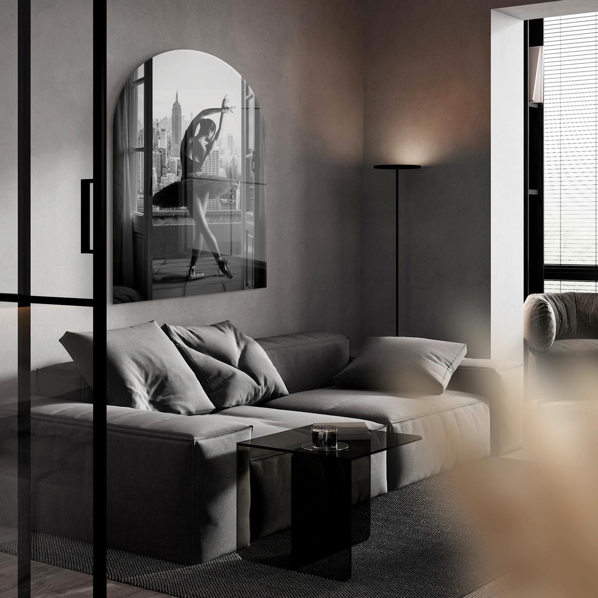 Glasbild Grau/Schwarz/Weiß - Schwarz/Weiß, Basics, Glas/Papier (70/100cm)