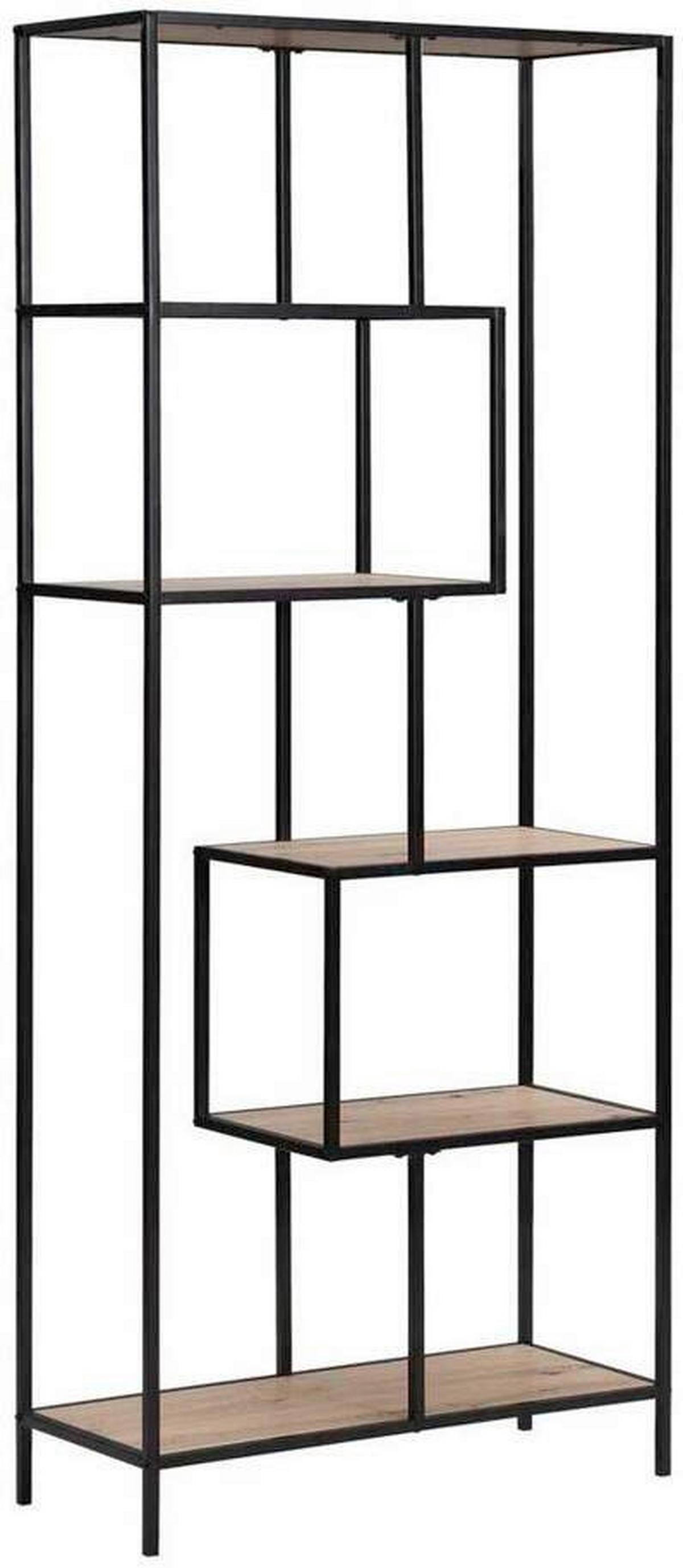 Polica Lilli 2 - prirodne boje/crna, Trend, drvni materijal/metal (77/185/33cm) - Modern Living