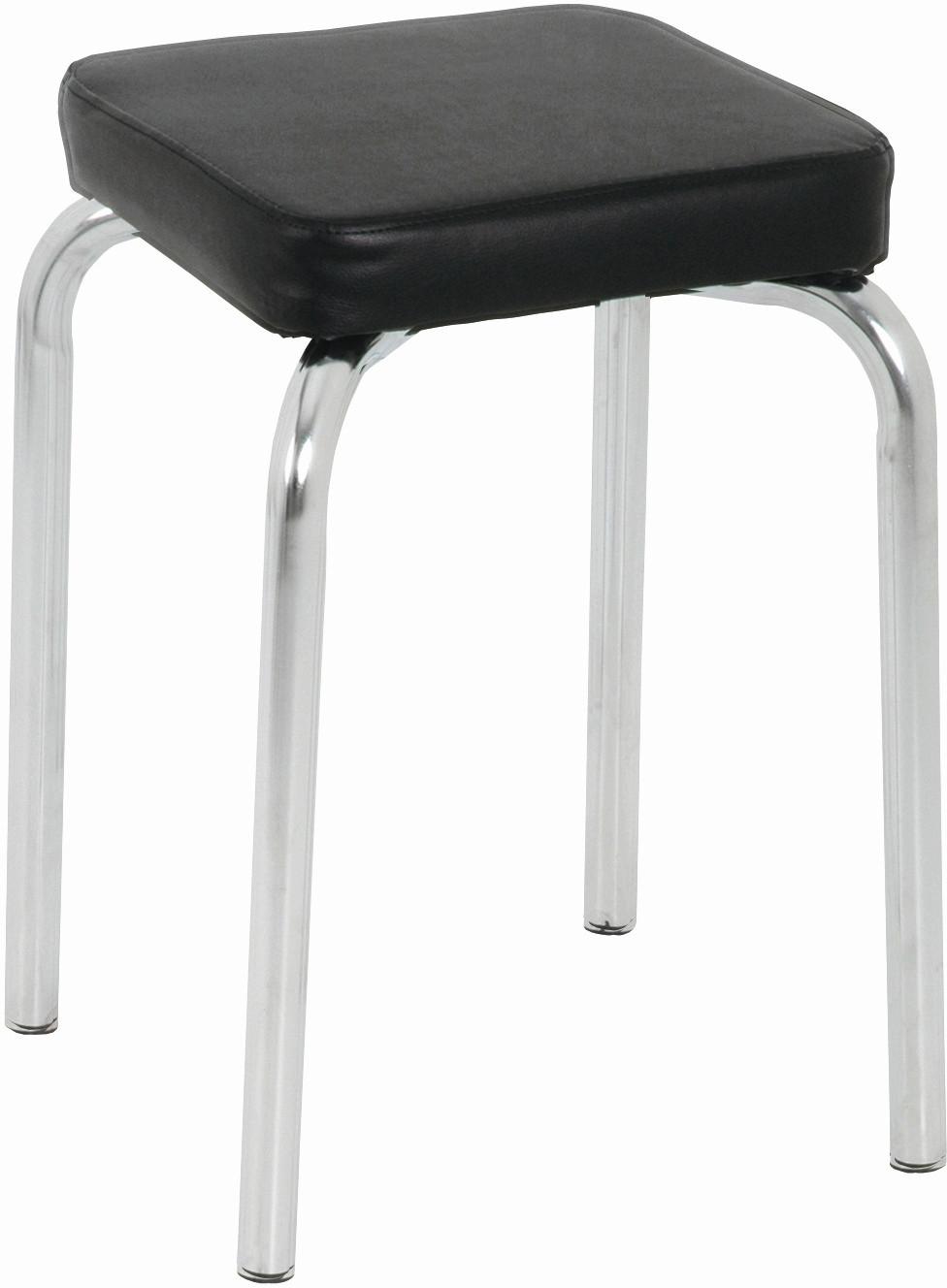 STOŁEK SZTAPLOWANY PIK - czarny/kolor chromowy, Design, metal/tkanina (36/49/36cm) - Carryhome