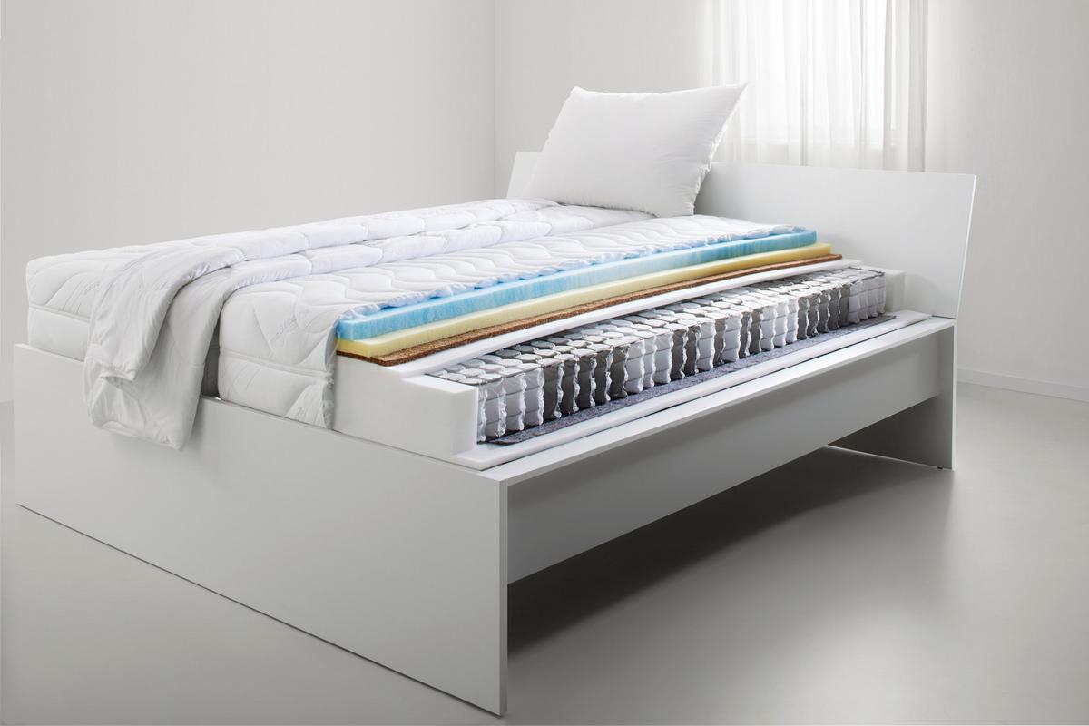 Taschenfederkernmatratze Kokos H3 ca. 90x200cm - Weiß, Textil (90/200cm) - Premium Living