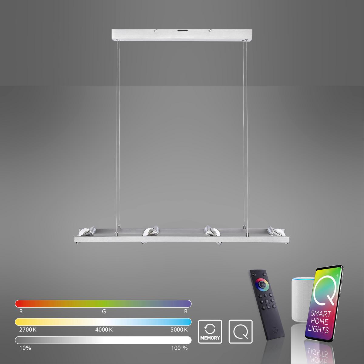 LAMPA WISZĄCA LED 2460-55 Q-FISHEYE - kolor stalowy, Design, tworzywo sztuczne/metal (99/16,5/120cm) - Just Light