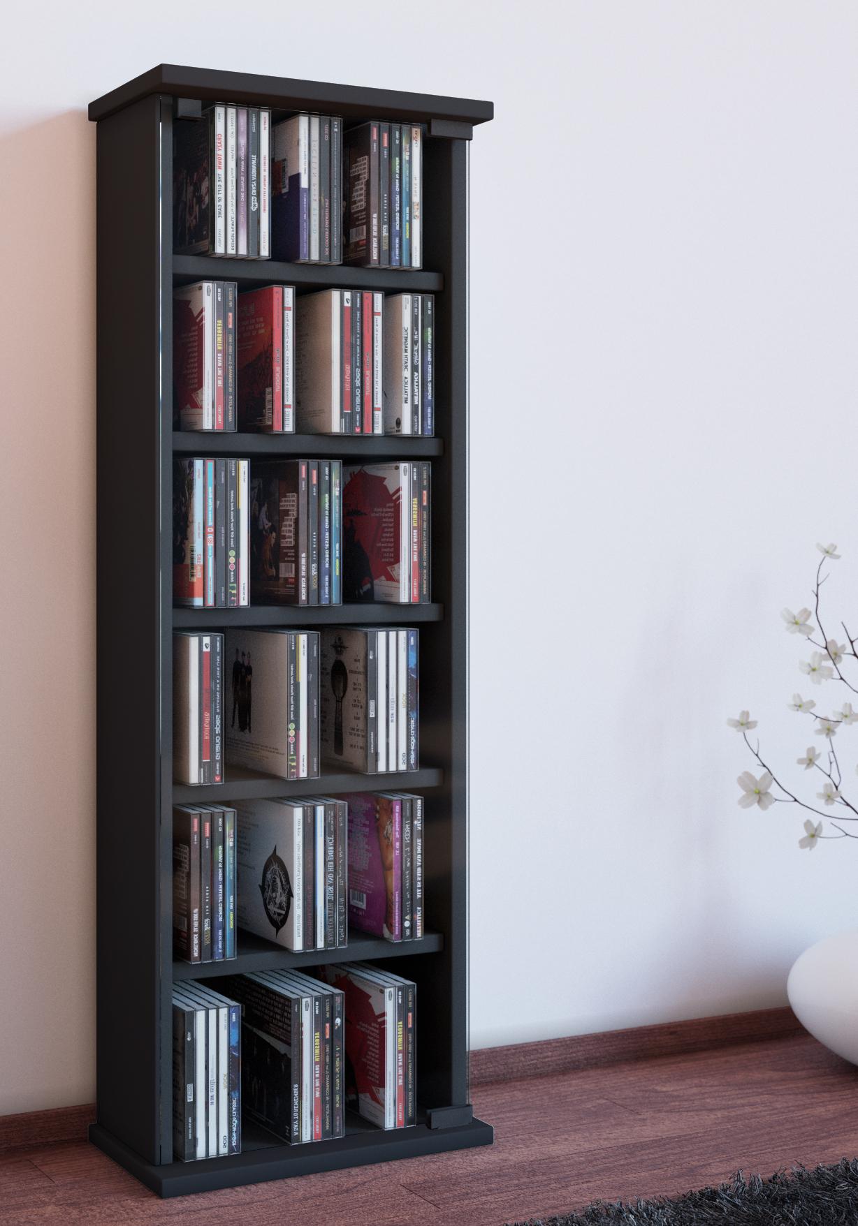 CD-Regal Vetro in Schwarz, B: 31 cm - Schwarz, KONVENTIONELL, Glas/Holzwerkstoff (31/92/18cm) - MID.YOU