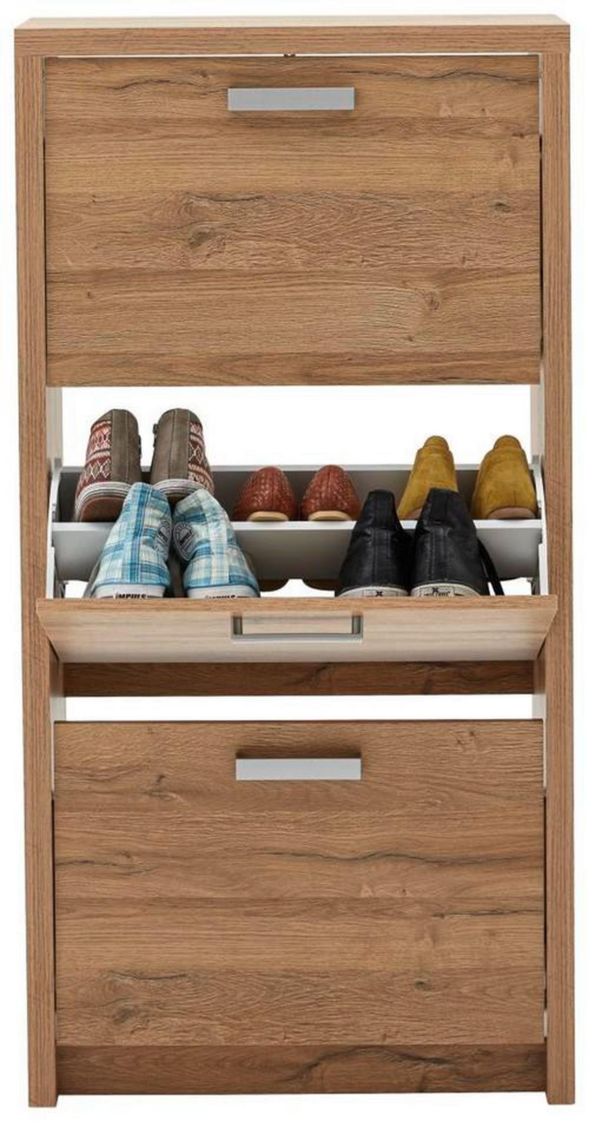 Schuhkipper in Eichefarben - Eichefarben/Alufarben, Modern, Holzwerkstoff/Kunststoff (64/125/24cm) - Mömax