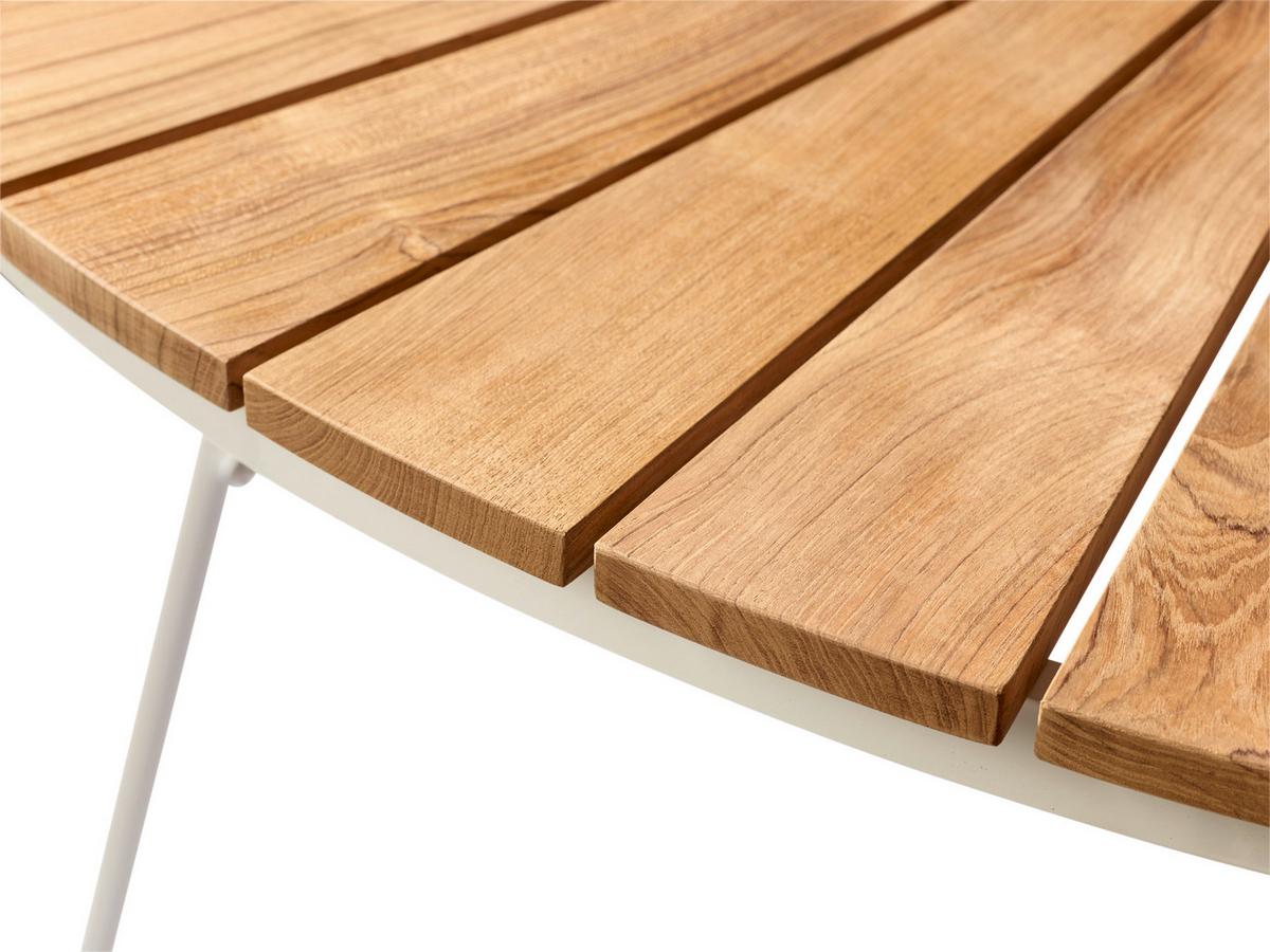 Gartentisch Ellen Weiß/Teak - Weiß Hochglanz/Teakfarben, Natur, Holz/Metall (130/130/74cm) - Gardenson