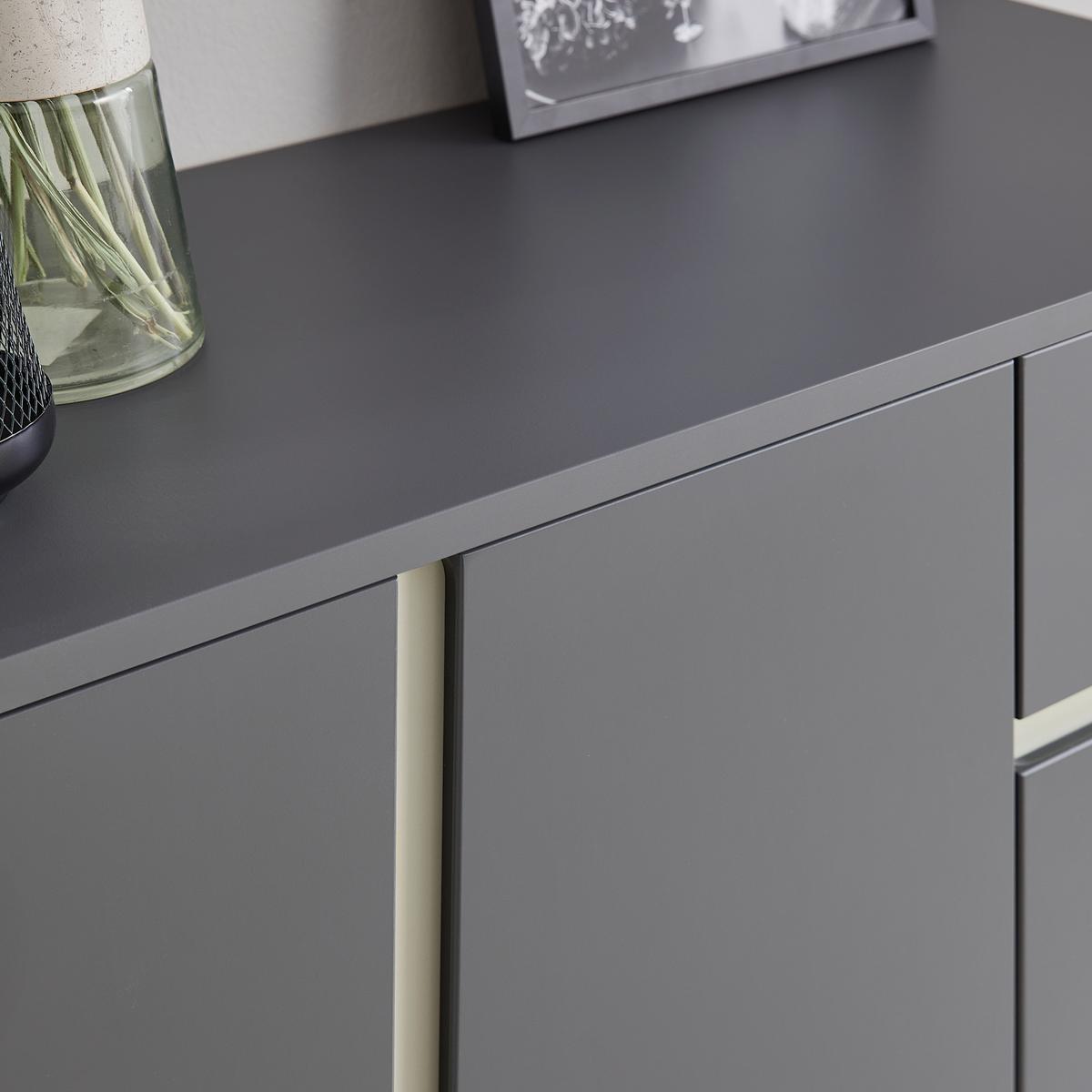 Highboard Manhatten in Grau/Graphitfarben - Graphitfarben/Schwarz, Modern, Holzwerkstoff/Kunststoff (110/110/42cm) - Premium Living