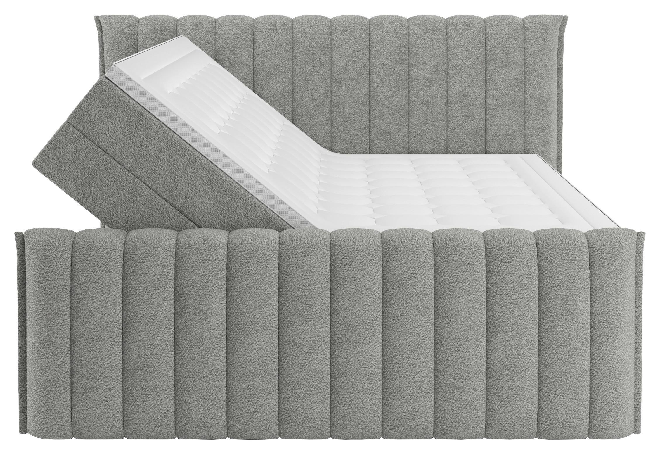 Postelja Boxspring Lina - siva, Konvencionalno, umetna masa/tekstil (160/200cm) - Premium Living