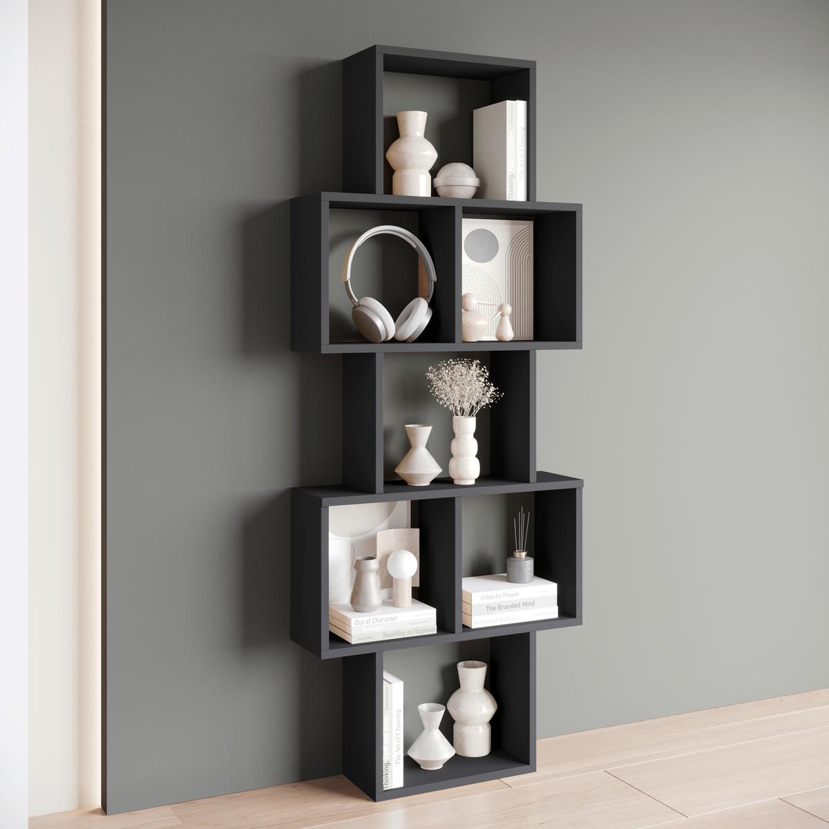 Stenski Regal Trio, Črna - črna, Basics, leseni material (160,8/65/18cm) - P & B