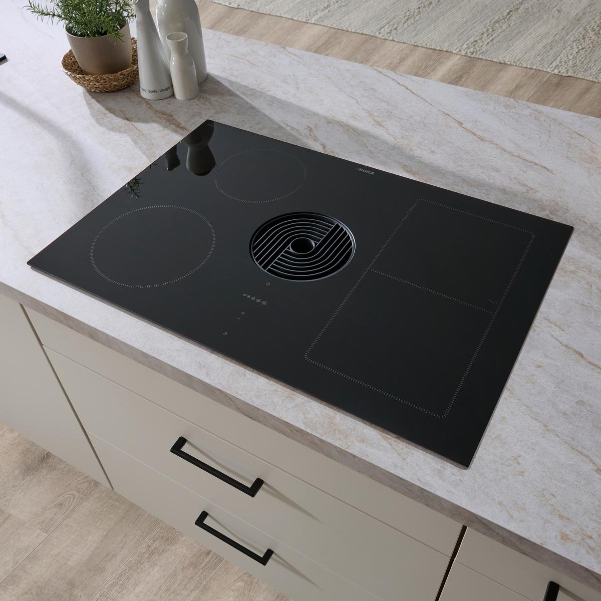 Kochfeld-Dunstabzug-Kombi E80PUE02 - Schwarz, Basics, Glas/Metall (76/19,9/51,5cm) - Bora