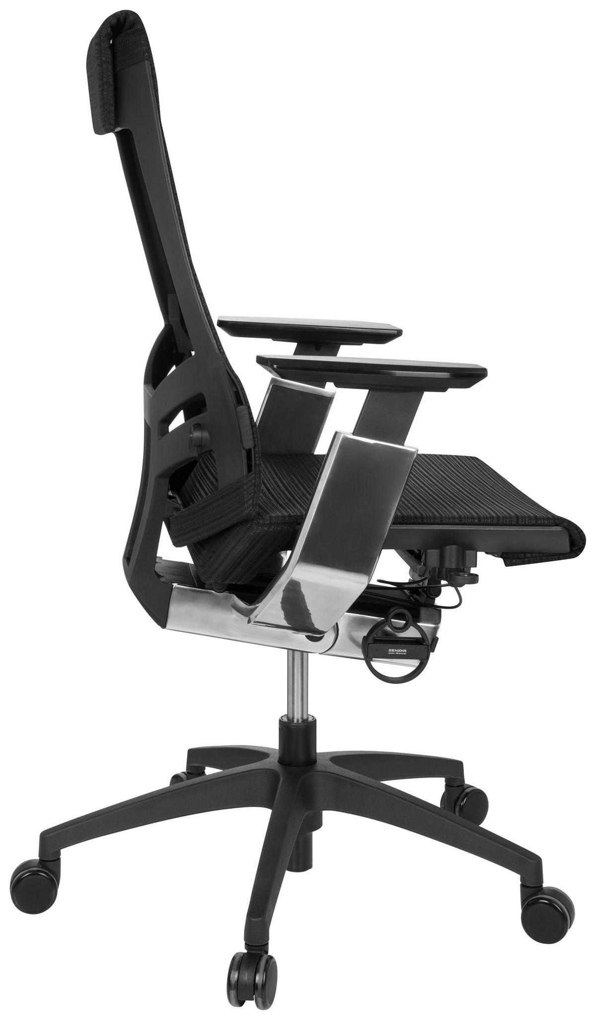 Pisarniški Stol Genidia Smart Black, Črna - barve kroma/črna, Moderno, umetna masa/tekstil (70/112/55cm) - MID.YOU