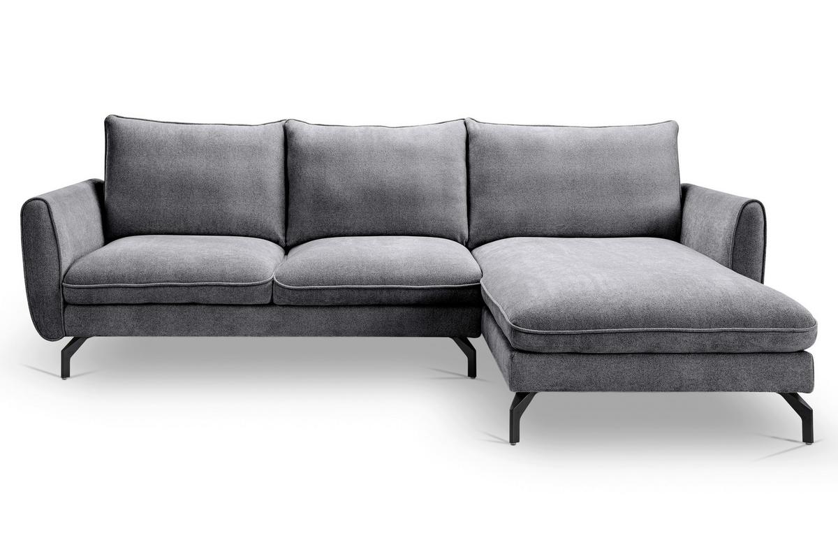 Ecksofa Toronto Grau - Schwarz/Grau, Basics, Holz/Textil (259/165cm) - MID.YOU