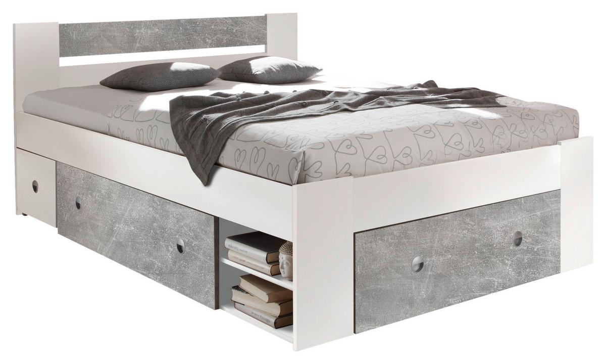 Posteljna Garnitura Stefan, S Predali, 140x200 - siva/bela, Moderno (140/200cm) - Boxxx
