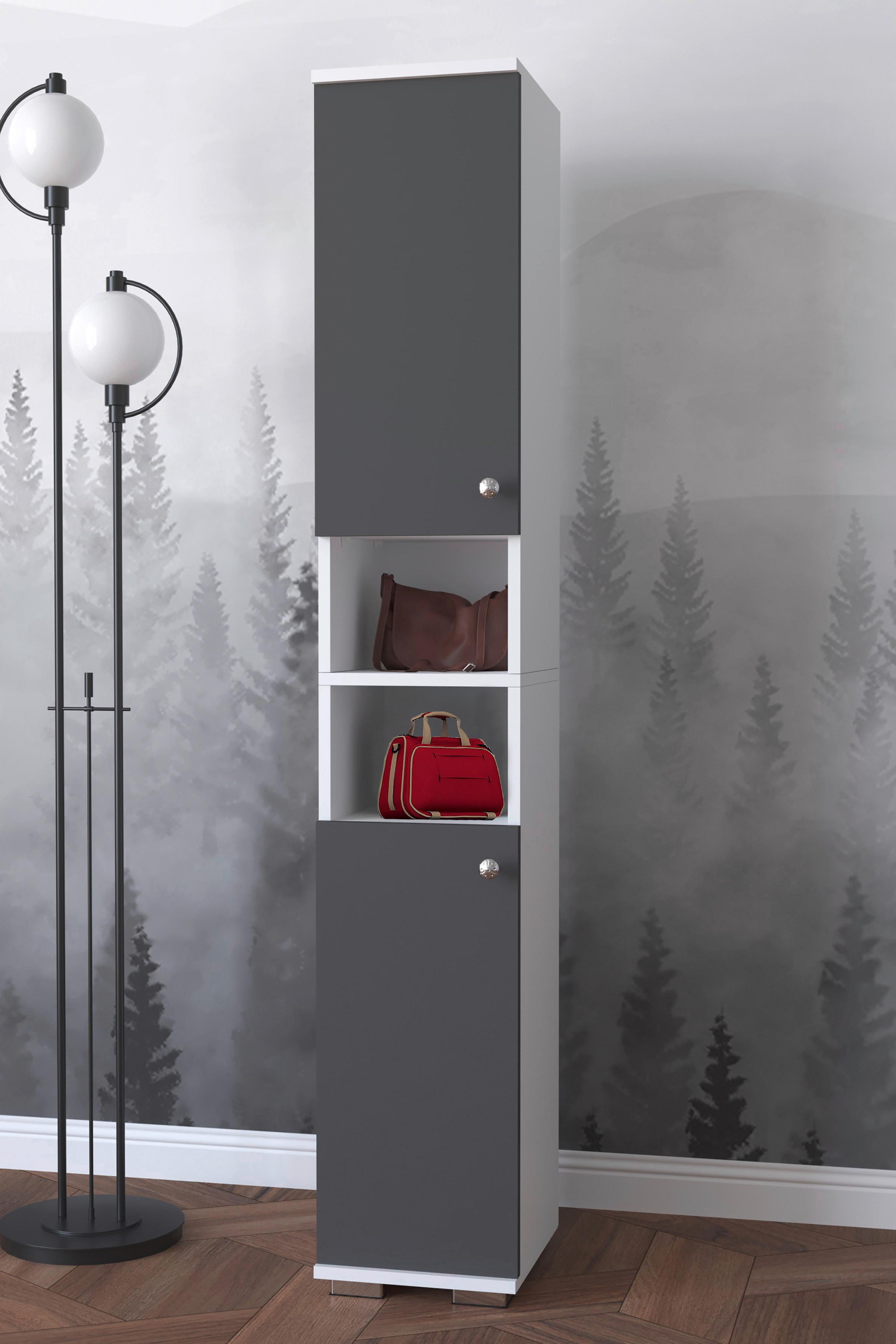 Schuhschrank GADOS Anthrazit ca. 30x178x33 cm - Anthrazit/Alufarben, MODERN, Holzwerkstoff/Metall (30/178/33cm) - MID.YOU