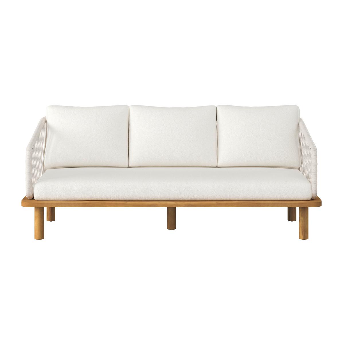 Lounge Garnitura Mara, Krem, 3-Delno - barva tikovine/bela, Moderno, kovina/tekstil (165/62,5/70cm) - Bessagi Garden