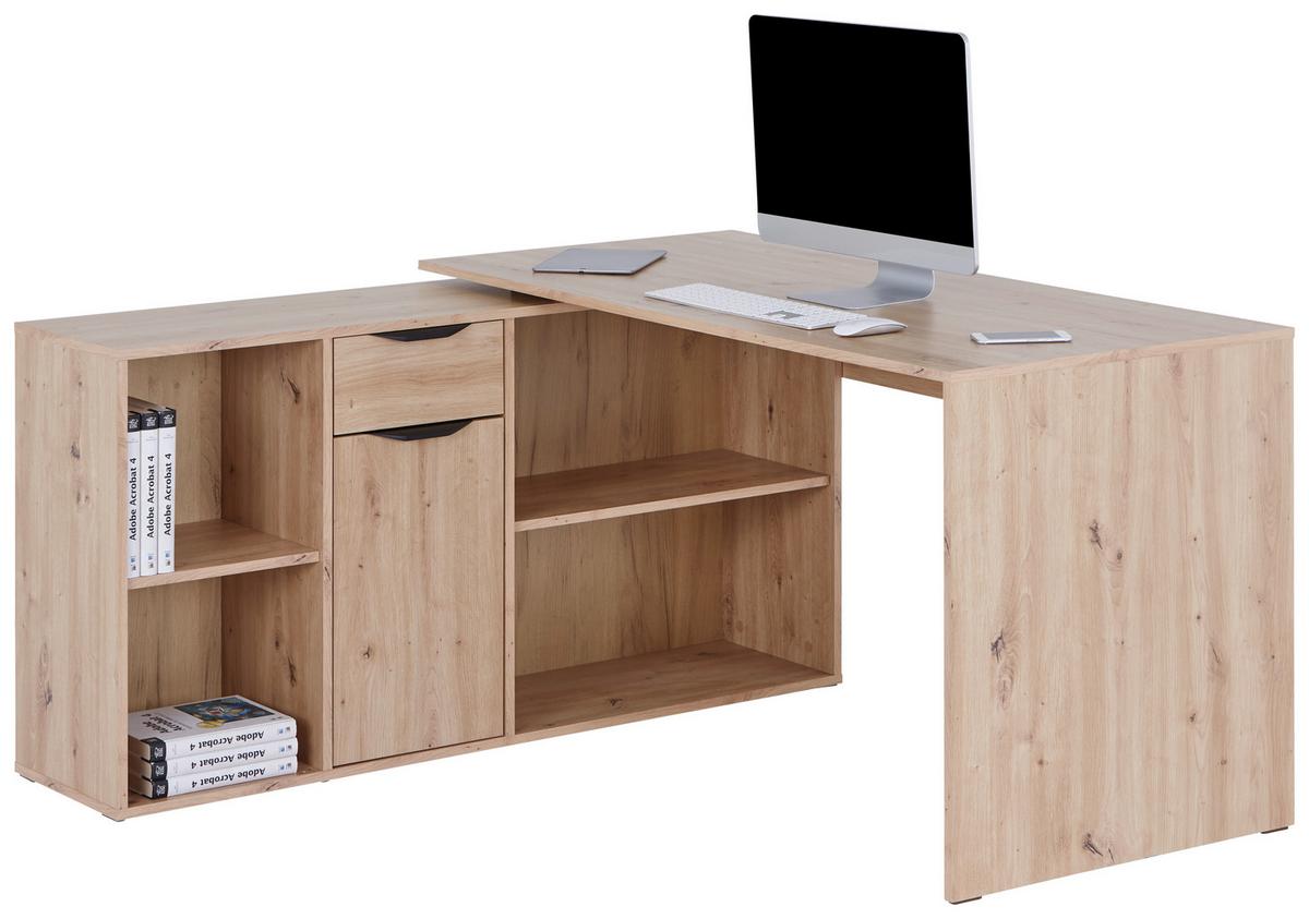 Radni Stol Mx 195 - bijela/hrast Artisan, Moderno, drvni materijal/metal (136,8/74,2/135cm) - Modern Living