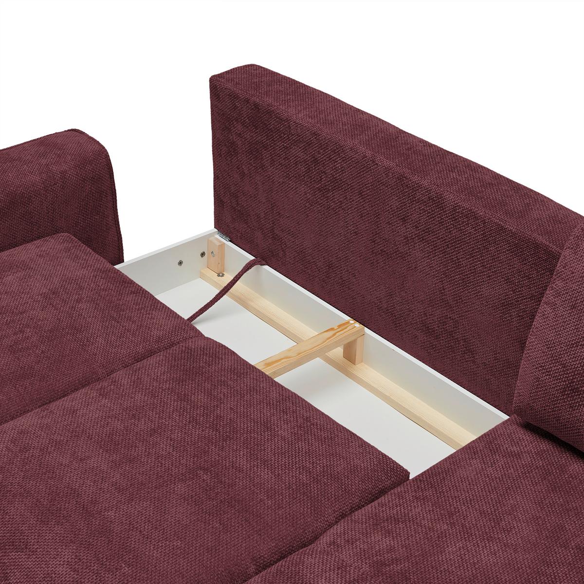 Ecksofa Custom Bordeaux - Bordeaux/Schwarz, MODERN, Textil/Metall (255/164cm) - Mömax