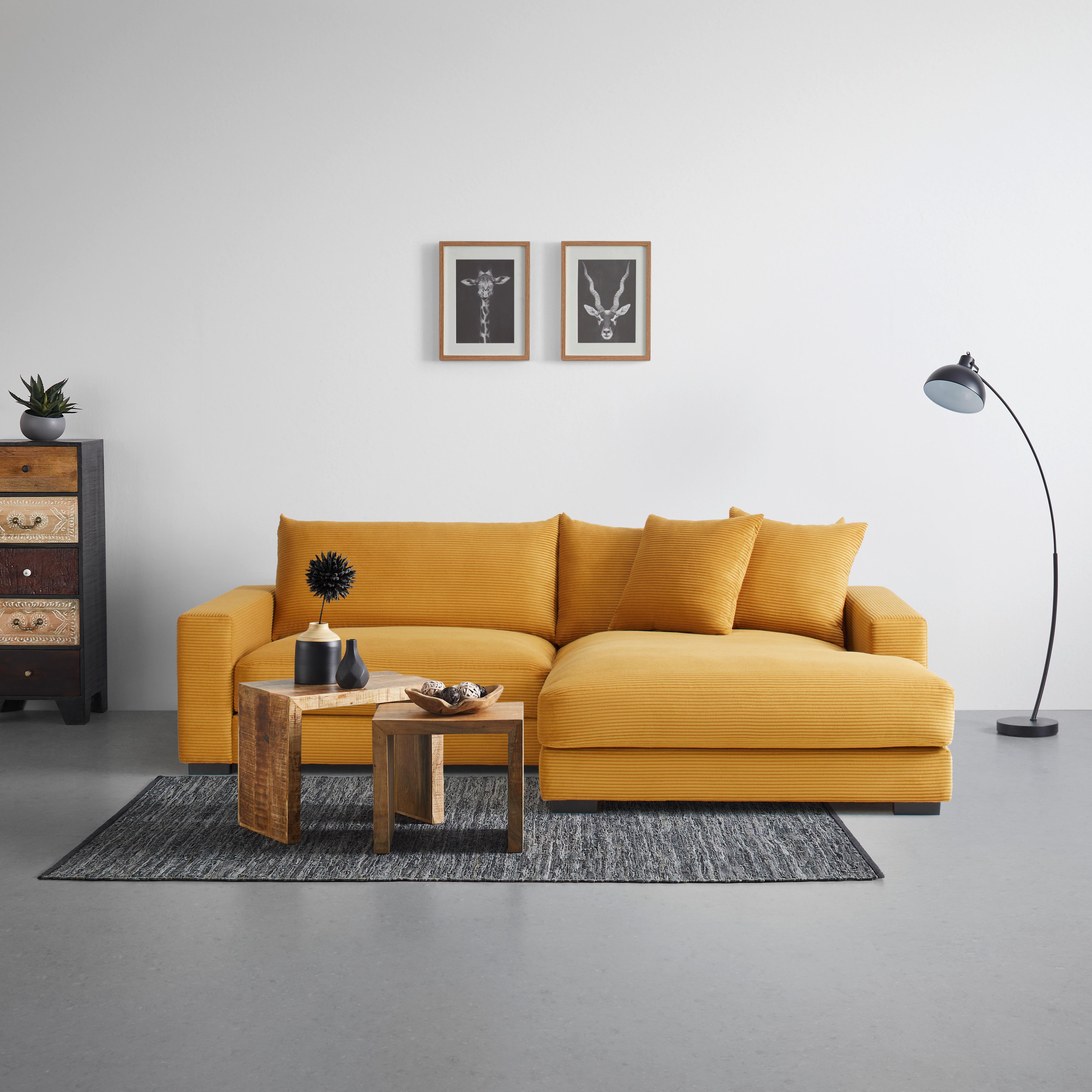 Sedežna Garnitura Pedro, Gorčična Barva, Žamet - gorčično rumena, Moderno, tekstil (265/83/180cm) - Modern Living