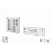 Wohnwand Daytona Weiß/Weiß Hochglanz - Chromfarben/Weiß Hochglanz, Design, Holzwerkstoff/Metall (349/152/43cm) - Livetastic