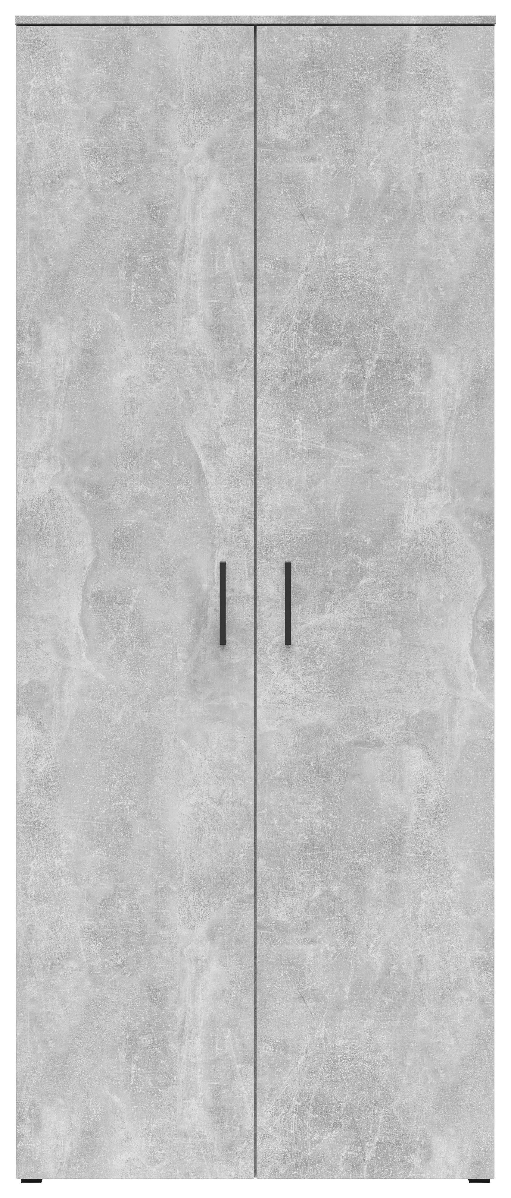 Schrank Multistauraum Betonoptik - Schwarz/Grau, MODERN, Holzwerkstoff/Kunststoff (80/195/40cm) - Mömax