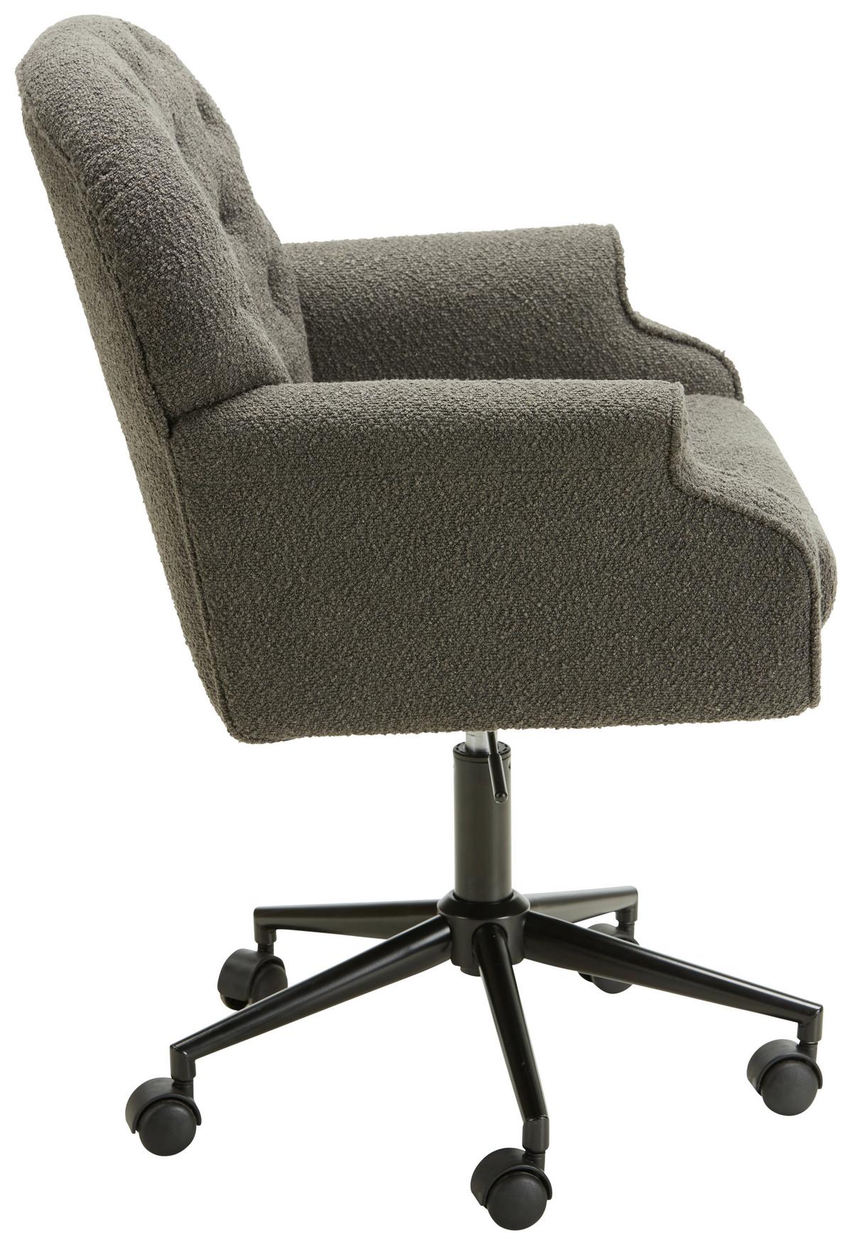 Drehstuhl in Grau - Schwarz/Grau, Romantik / Landhaus, Holz/Kunststoff (65/89-99/63cm) - Zandiara